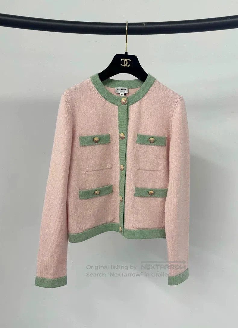 Chanel Chanel Pink Diamond Button Knit Cardigan. Size US XS / EU 42 / 0 - 1 Thumbnail