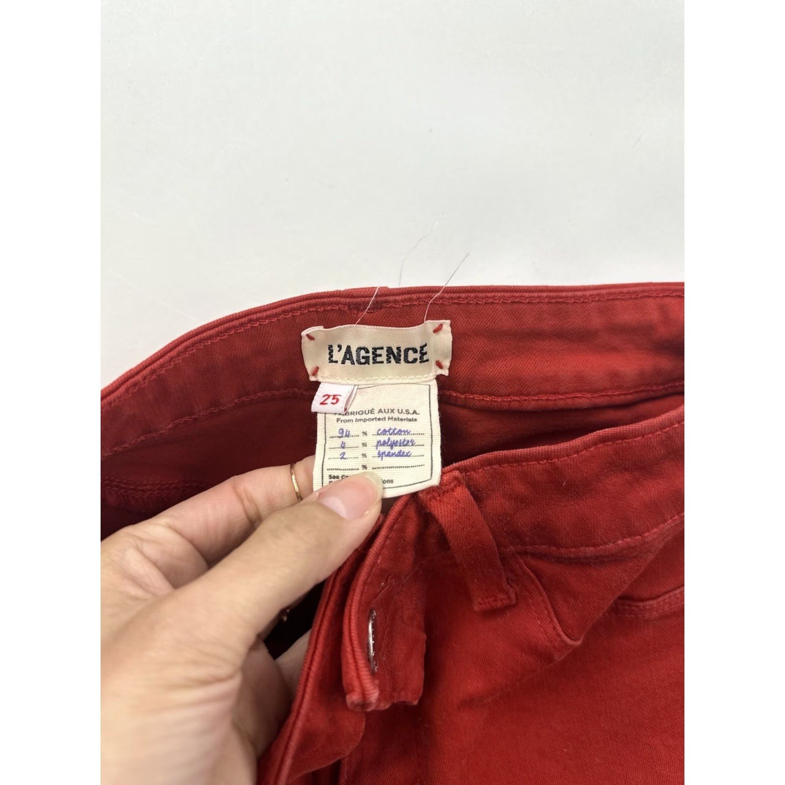 L'AGENCE VINTAGE L'AGENCE Jeans Women Red Margot Skinny Mid Rise 25 Inseam 25 Dark Wash Size 42" / US 20 - 2 Thumbnail