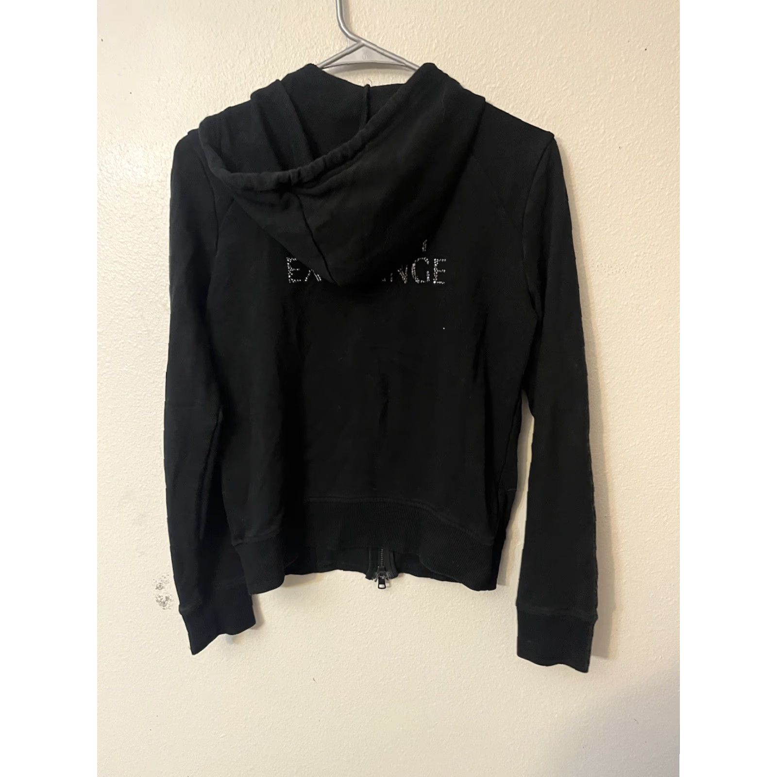 Armani Exchange Armani Exchange Hoodie Sweatshirt Women’s Size Small Black Logo Rhinestone Zipper Full Zip Hooded Pockets Activewear Size S / US 4 / IT 40 - 3 Thumbnail