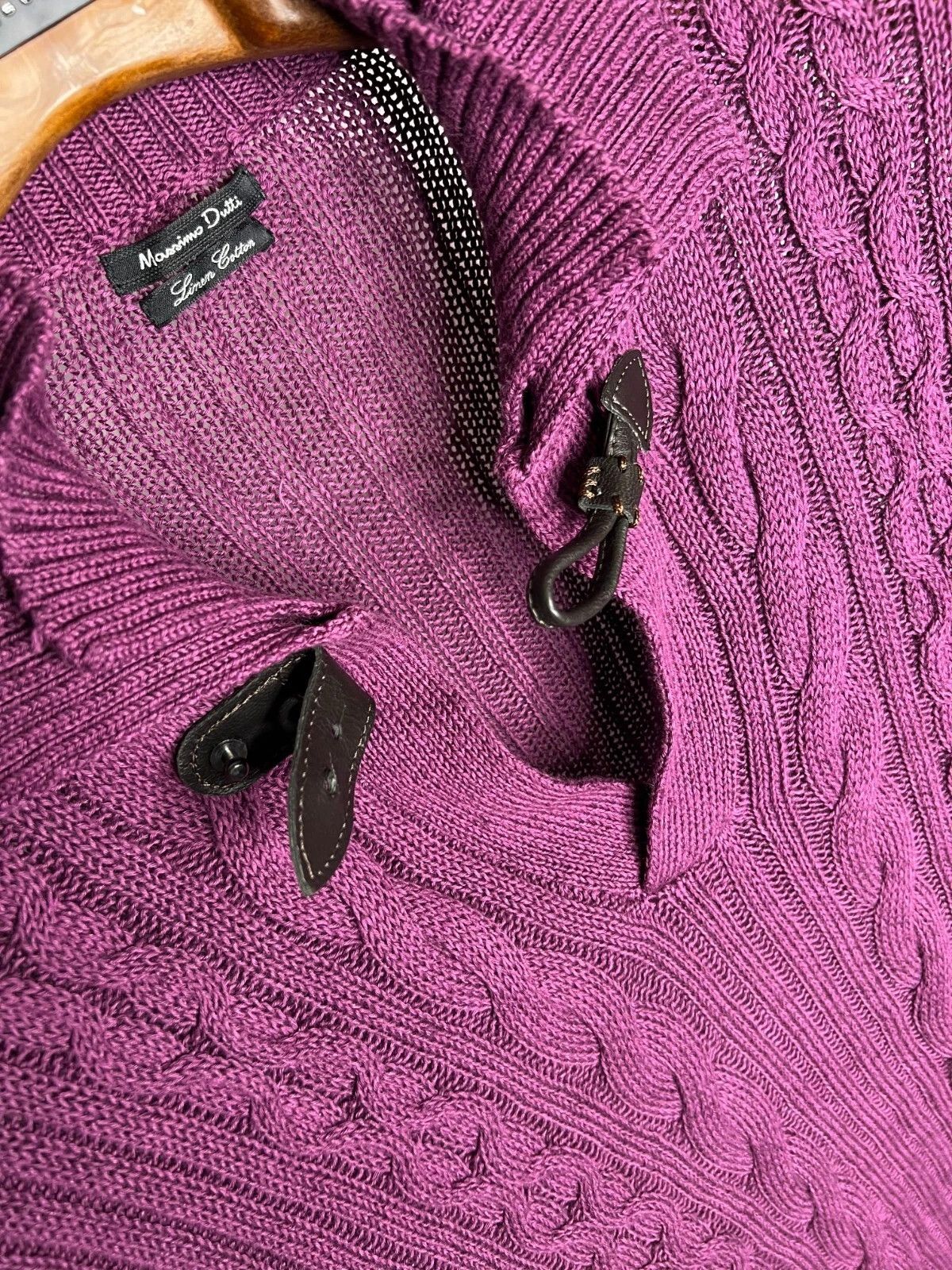 Massimo Dutti Massimo Dutti Purple Cable Knit Sweater XL Linen Cotton Size XL / US 12-14 / IT 48-50 - 10 Thumbnail