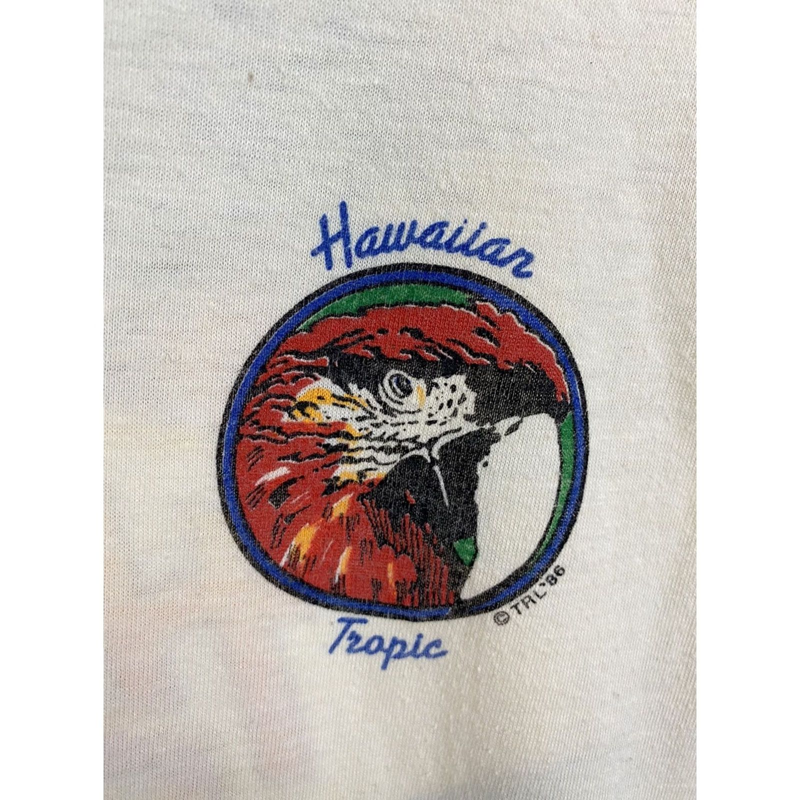 Vintage VTG 80s Hawaiian Tropic Tanning Bold Surf Graphic Hobie Paper Thin T-Shirt L Mens Cream/Beige Size US L / EU 52-54 / 3 - 4 Thumbnail