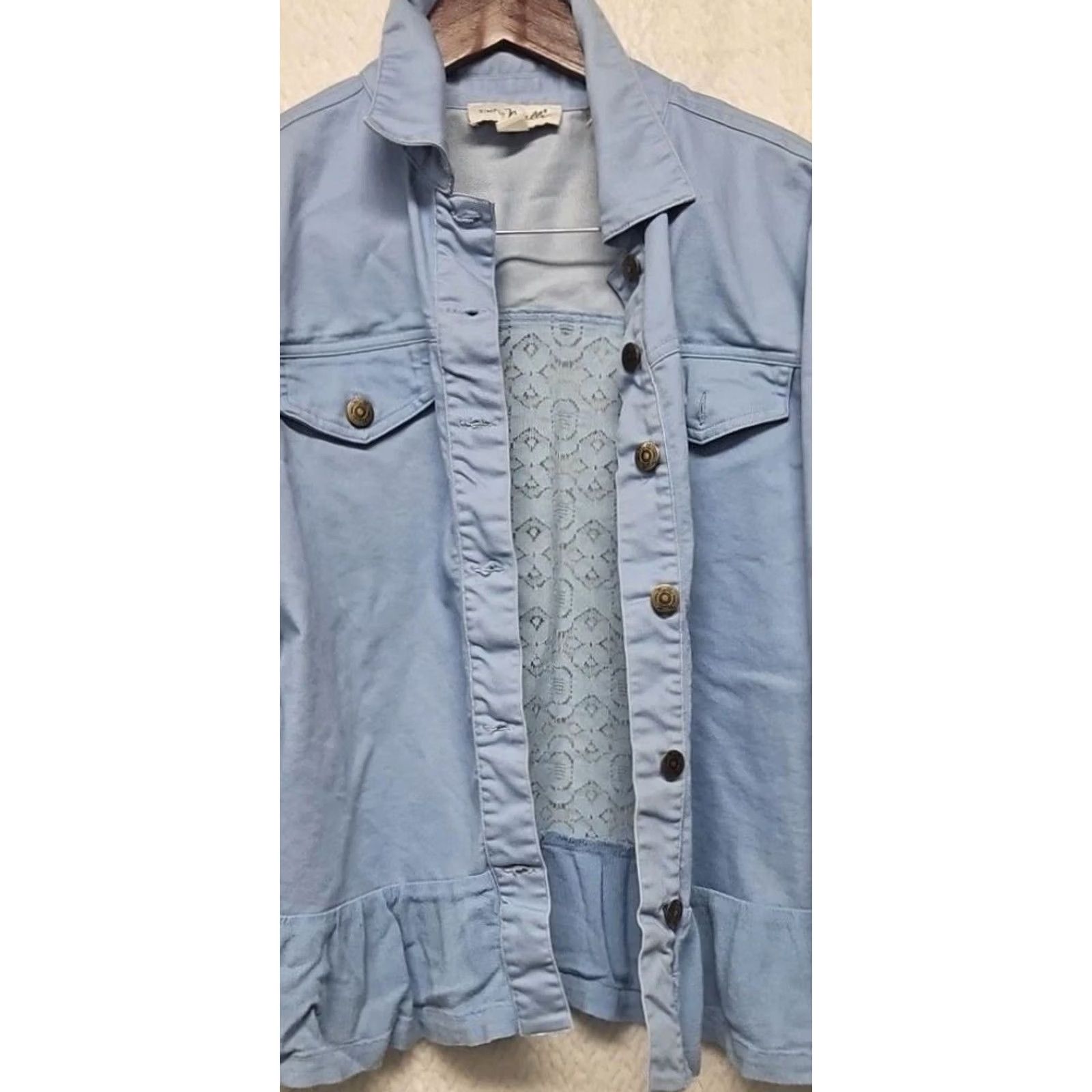 Vintage Simply Noelle Lace Blouse Women S/M Blue Peplum Boho Layering Piece Size S / US 4 / IT 40 - 2 Thumbnail