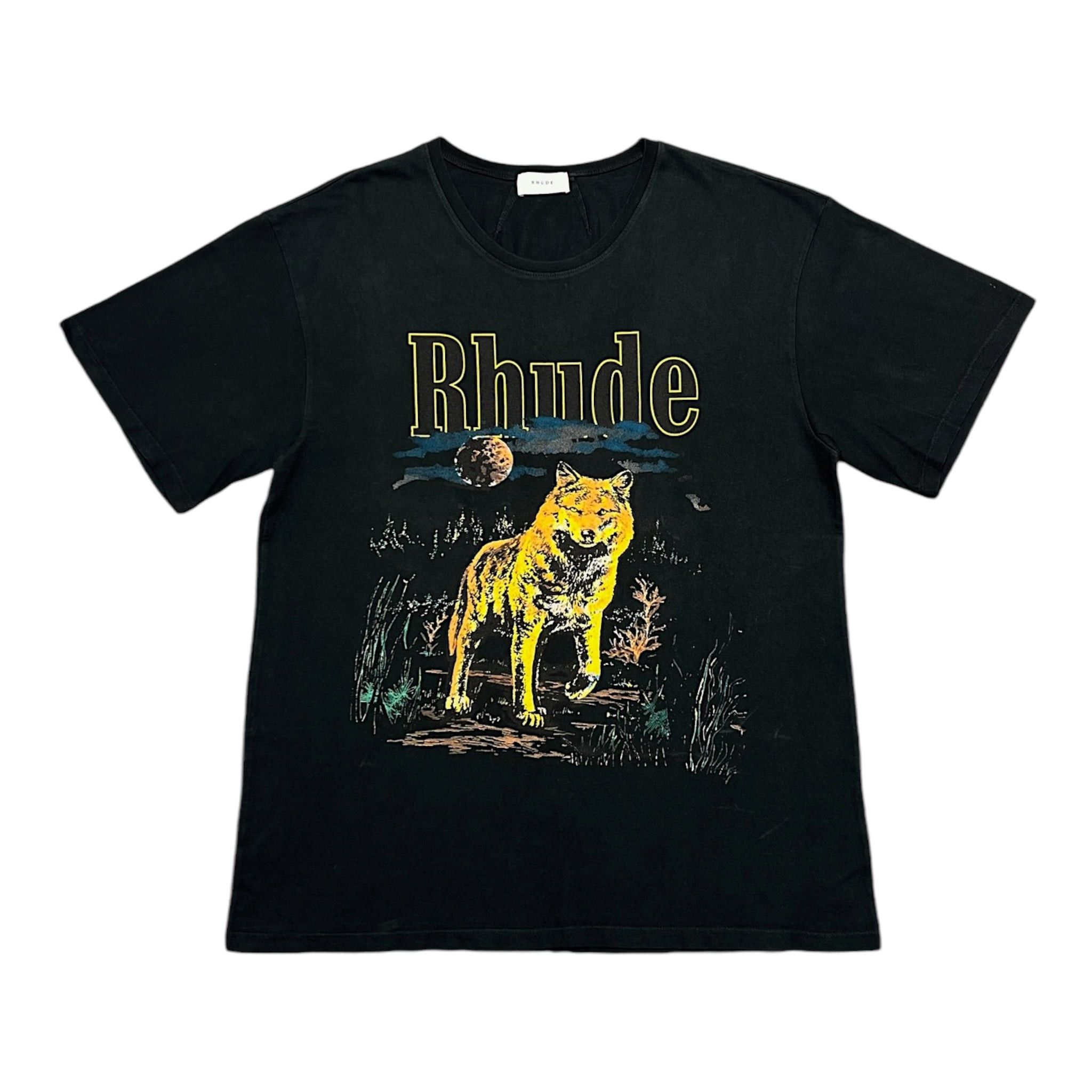 Rhude Wolf Logo Short Sleeve Tee Shirt Black | Grailed