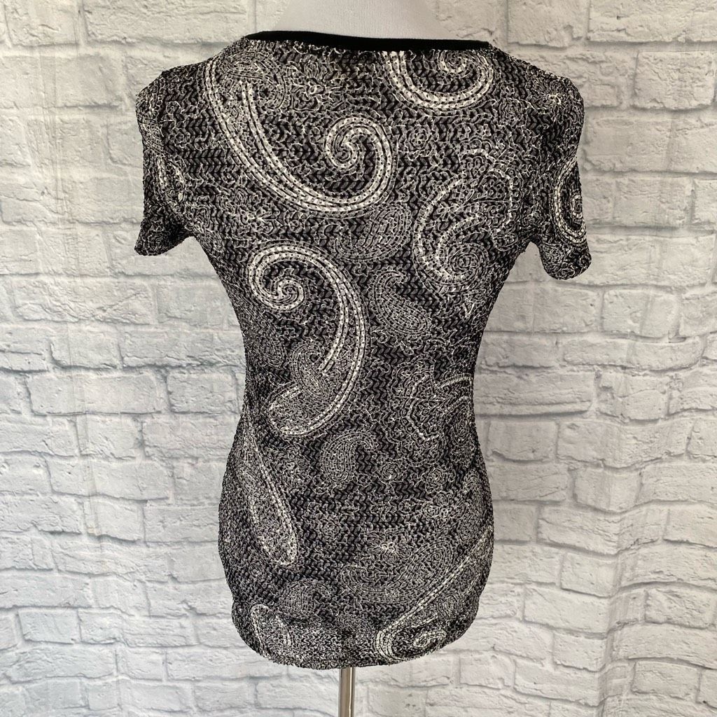 BKE BKE women M short sleeve semi sheer black & white patterned Size M / US 6-8 / IT 42-44 - 8 Thumbnail