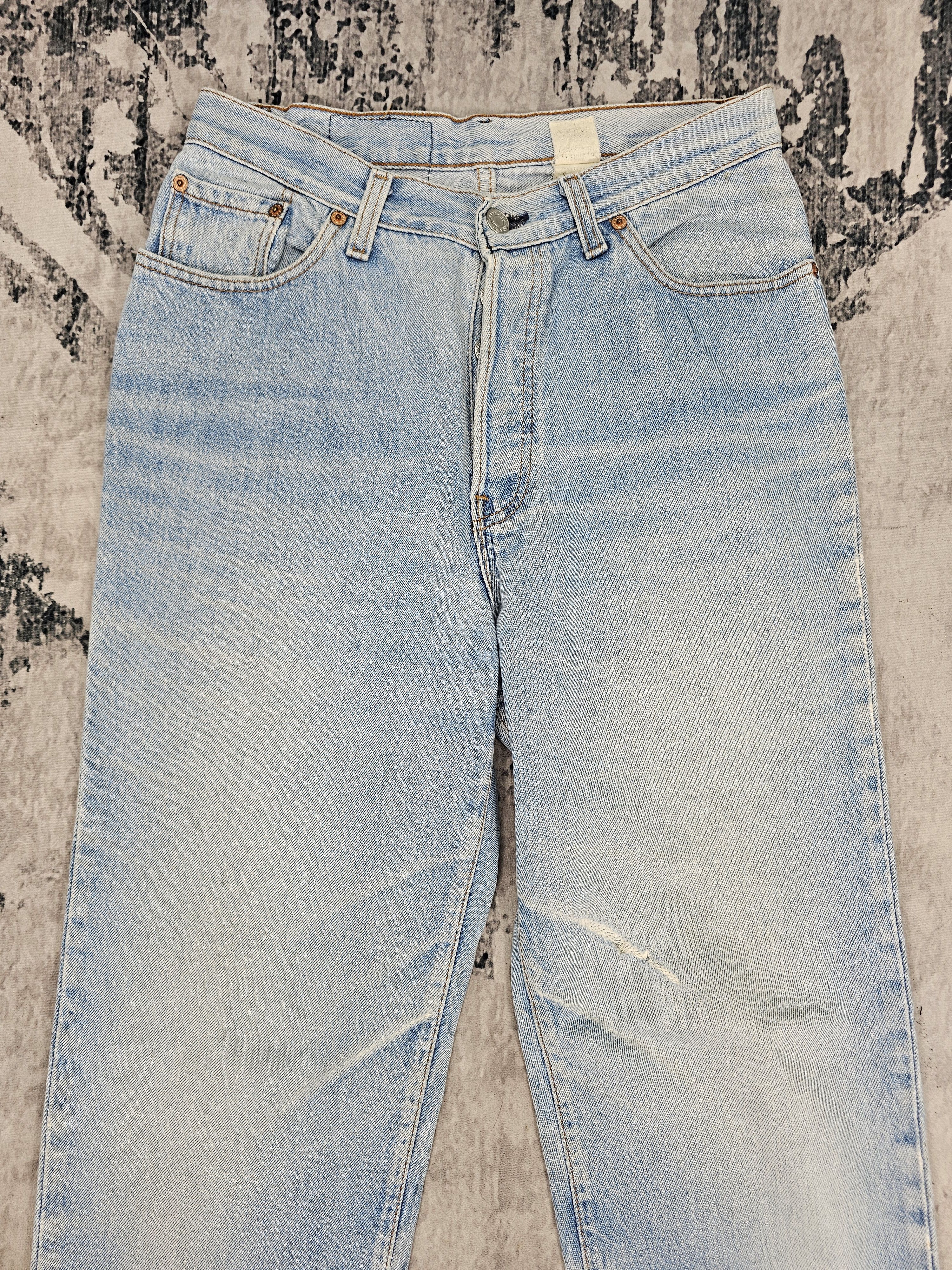 Levi's Vintage Clothing Vtg 90's LEVIS 501 Made In Usa Ripped Taper Light Blue L0530 Size US 29 - 8 Thumbnail