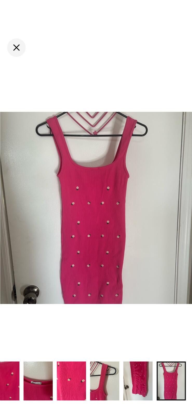 Zara (ZARA) Pink Sleeveless Dress with Floral Accents Size M / US 6-8 / IT 42-44 - 7 Thumbnail