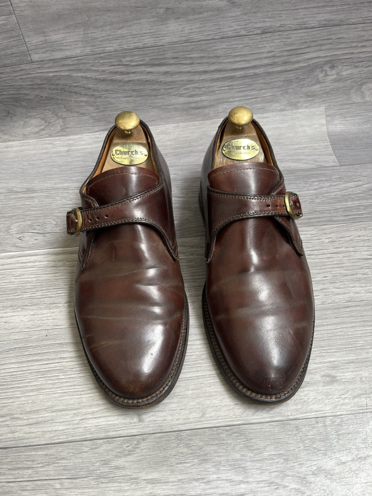 Alden Alden 975 plain toe single monk strap shell cordovan US7EE. Size US 7 / EU 40 - 2 Thumbnail