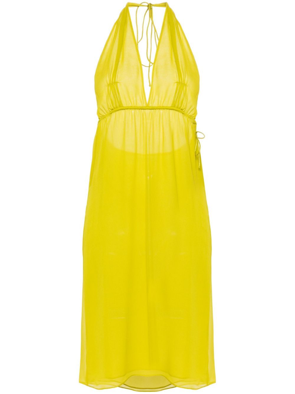 Christopher Esber o1mle1224 Limeade Silk Spring Halter Dress in yellow