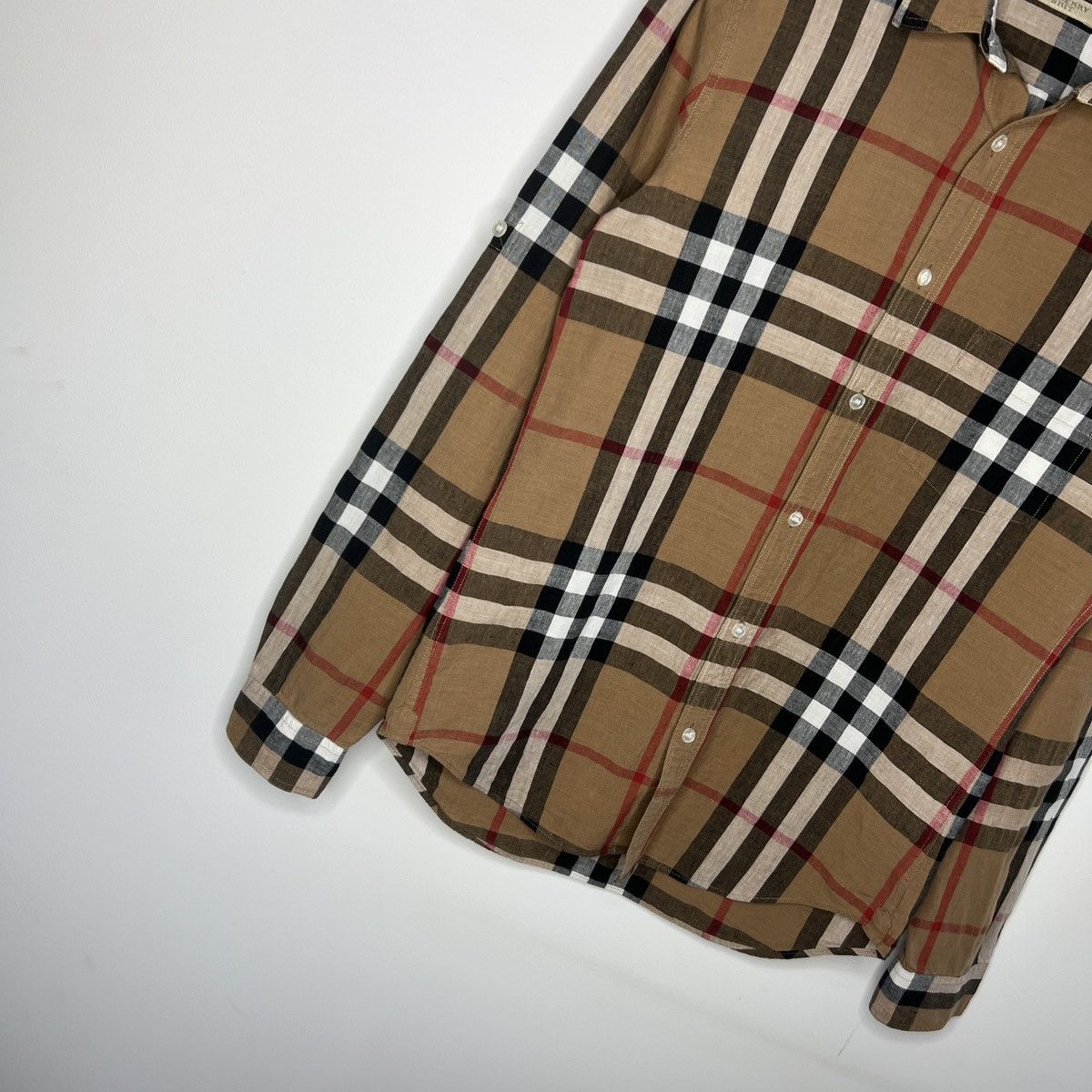 Burberry × Burberry Prorsum × Designer Burberry Nova Check Pattern Linen Shirt Brown Size US S / EU 44-46 / 1 - 2 Thumbnail