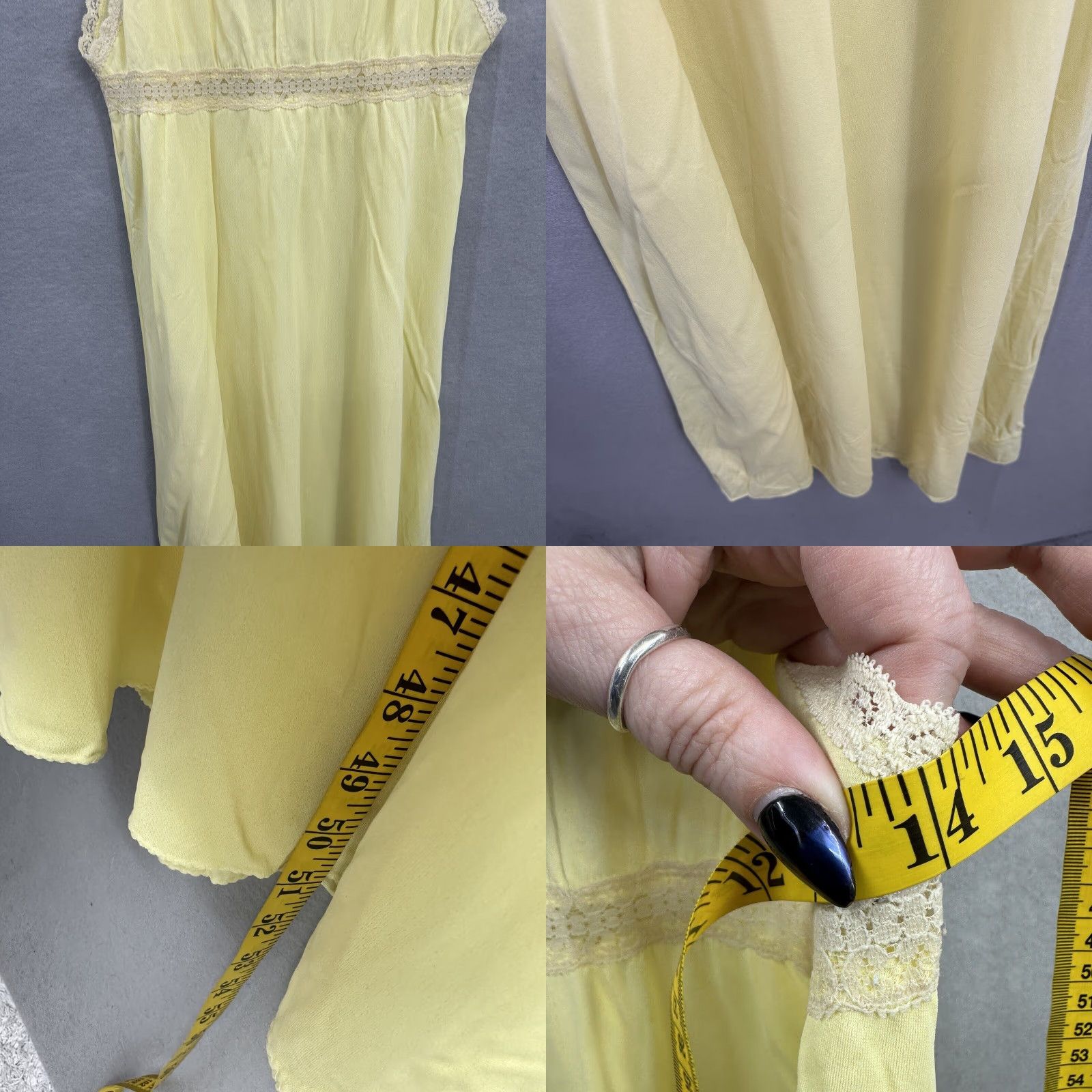 Vintage VINTAGE Miss Elaine Nightgown Womens Small Yellow Retro Plunge 1960s Nylon Cottagecore Size ONE SIZE - 8 Thumbnail