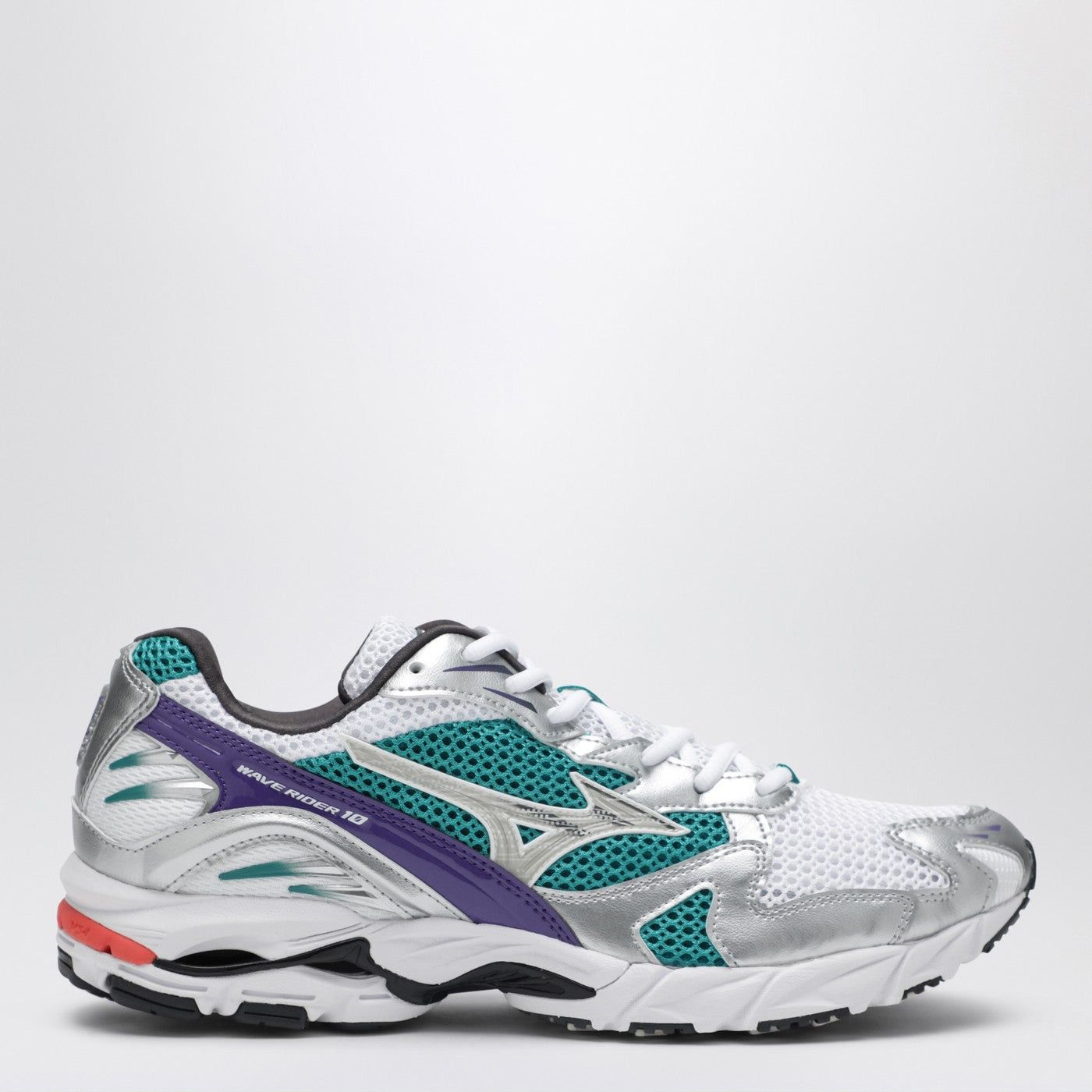 Mizuno Mizuno Slwave Rider 10 Sneakers White/Silver/Teal Blue Size US 10 / EU 43 - 1 Thumbnail