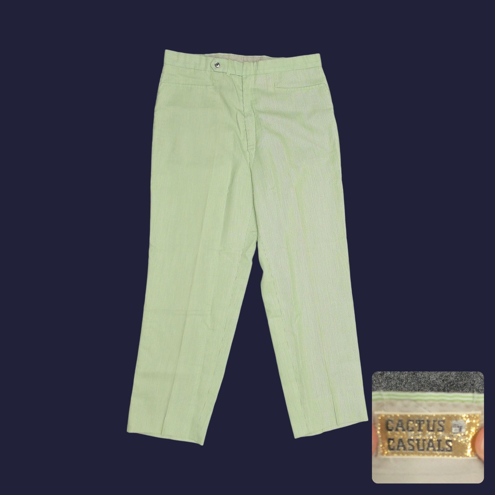 Vintage 70s Cactus Casuals High Rise Pinstripe Cropped Trousers 10 Size US 31 - 1 Thumbnail