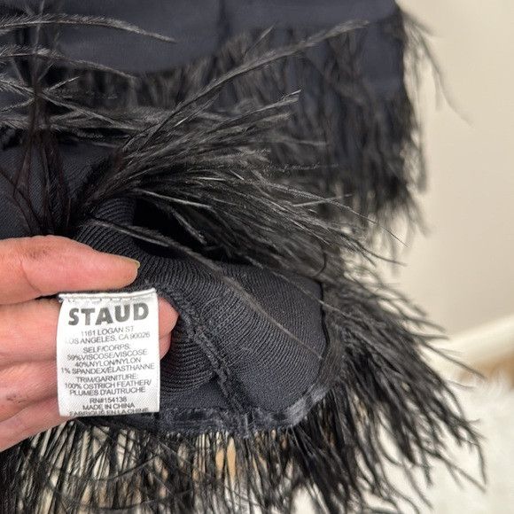 Staud STAUD feather trim black mini dress xs Size XS / US 0-2 / IT 36-38 - 7 Thumbnail
