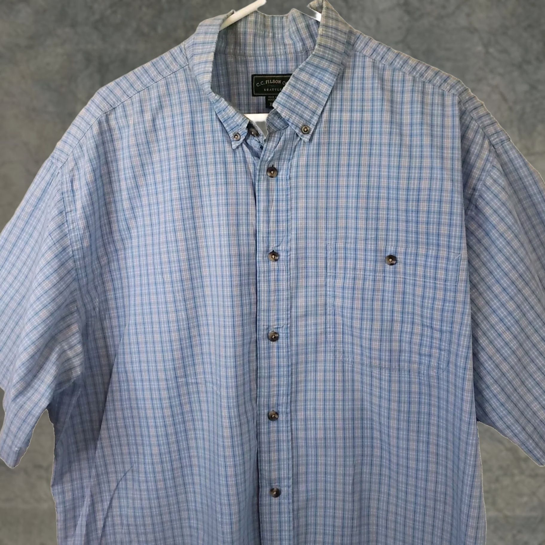 Filson Filson Men's XXL Button-Front Casual Shirt Blue Plaid Short Sleeve Size US XXL / EU 58 / 5 - 1 Thumbnail