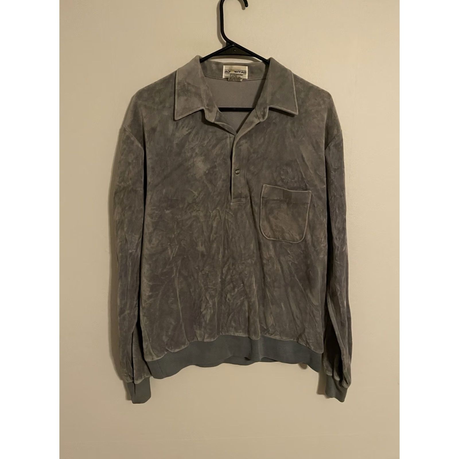 Velour VINTAGE Jack Nicklaus Velour Gray Long Sleeve Polo Shirt Men's Large Size US L / EU 52-54 / 3 - 2 Thumbnail