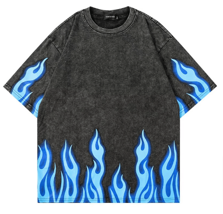 Japanese Brand × Vintage "Blue Fire-L" Oversized T-shirt Size US L / EU 52-54 / 3 - 1 Thumbnail