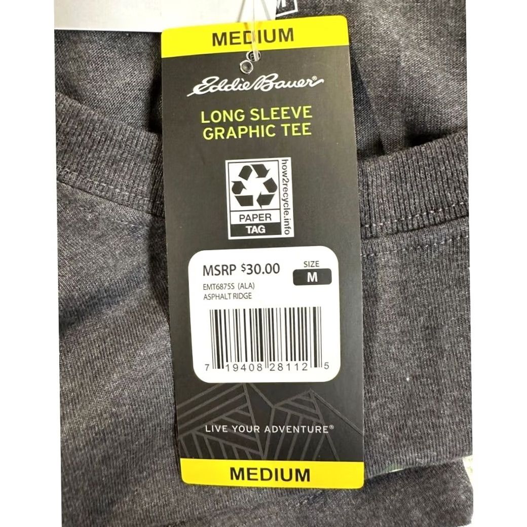 Eddie Bauer Eddie Bauer T-Shirt Mens Medium Asphalt Ridge Grey Graphic Long Sleeve Tee NEW Size US M / EU 48-50 / 2 - 6 Thumbnail