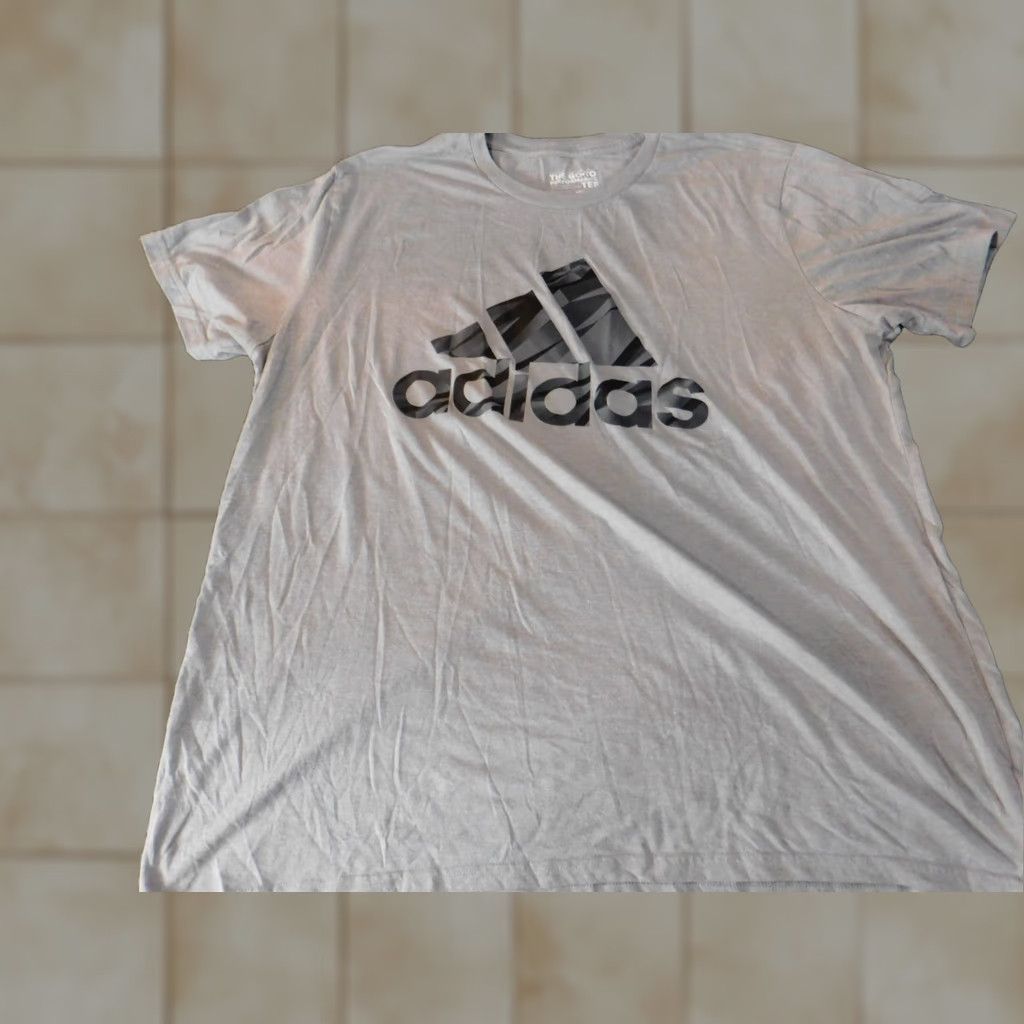 Adidas Adidas Shirt 2XL Mens Gray Classic Tee Logo Short Sleeve Crew Neck Stretch T-Shirt Size US XXL / EU 58 / 5 - 1 Thumbnail
