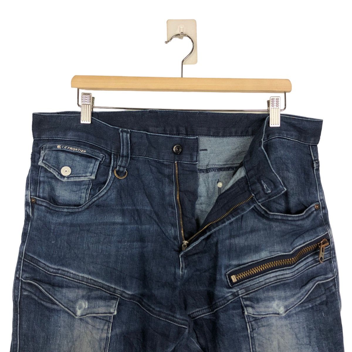 Japanese Brand 🔥PUNK DESIGN DISTRESSED DENIM JEANS I’Z FRONTIER JAPAN Size US 35 - 8 Thumbnail