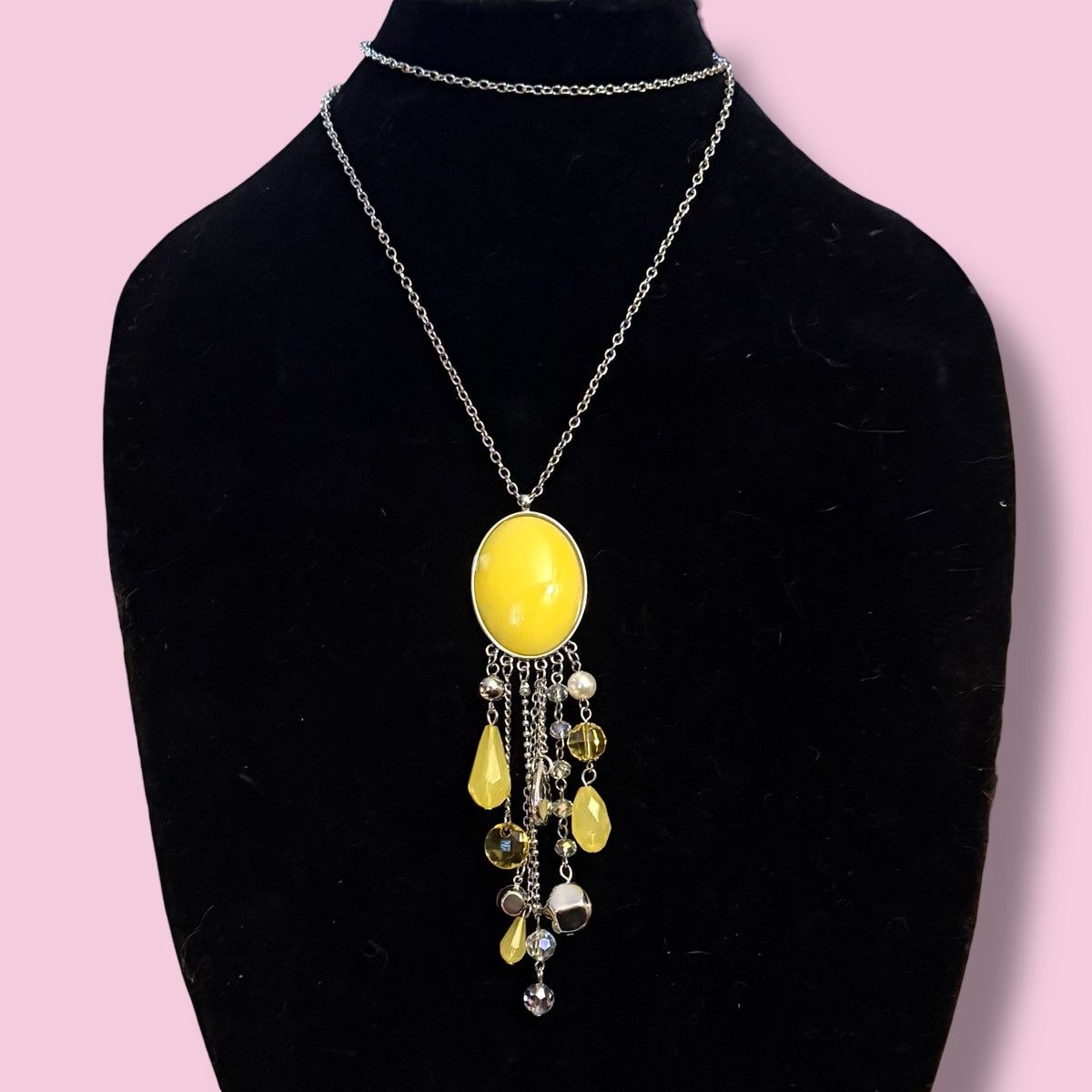 Other Silver tone yellow pendant charm tassel necklace Size ONE SIZE - 1 Thumbnail