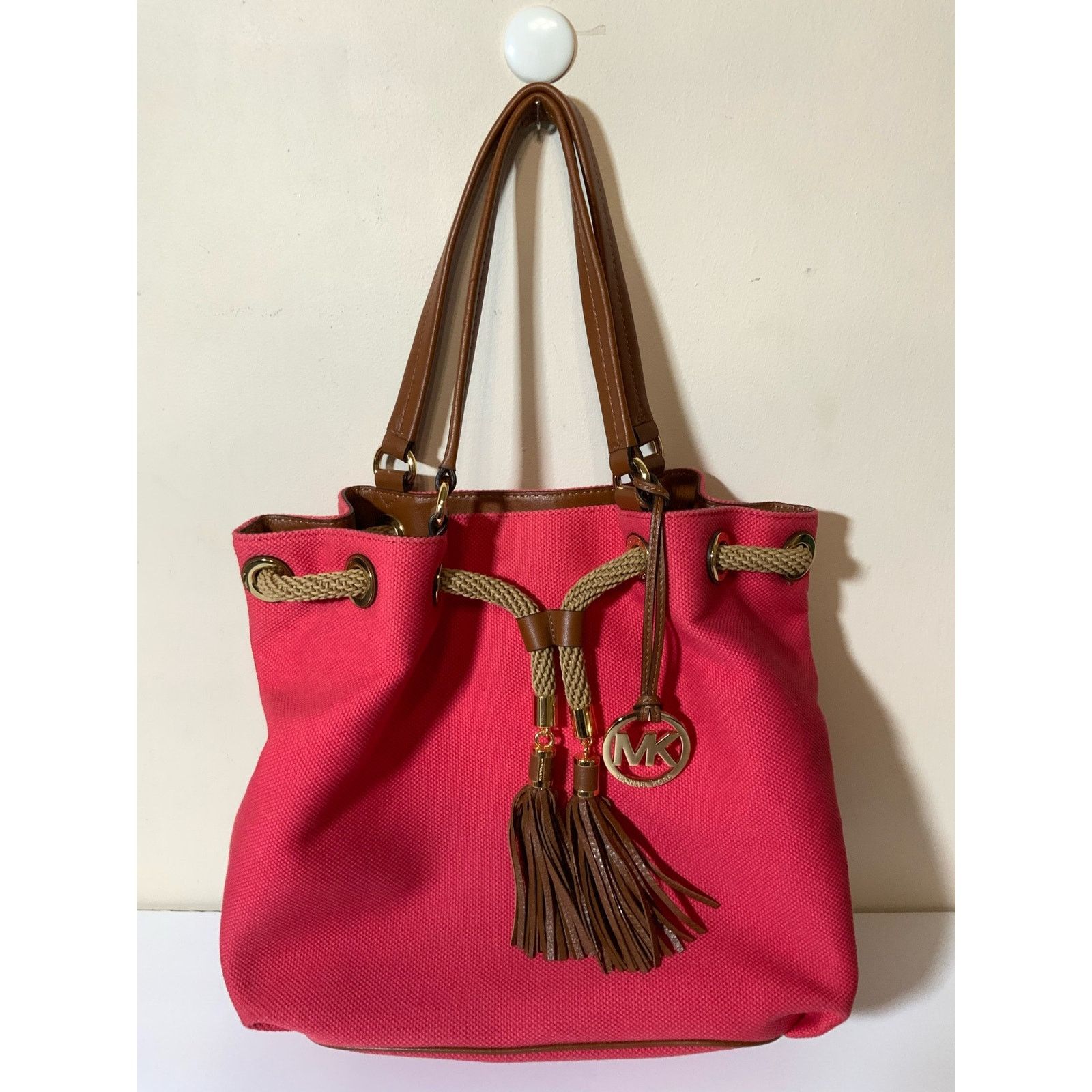Michael Kors Michael Kors Marina Large Gathered Tote Hobo Bag Canvas USED Size ONE SIZE - 1 Thumbnail