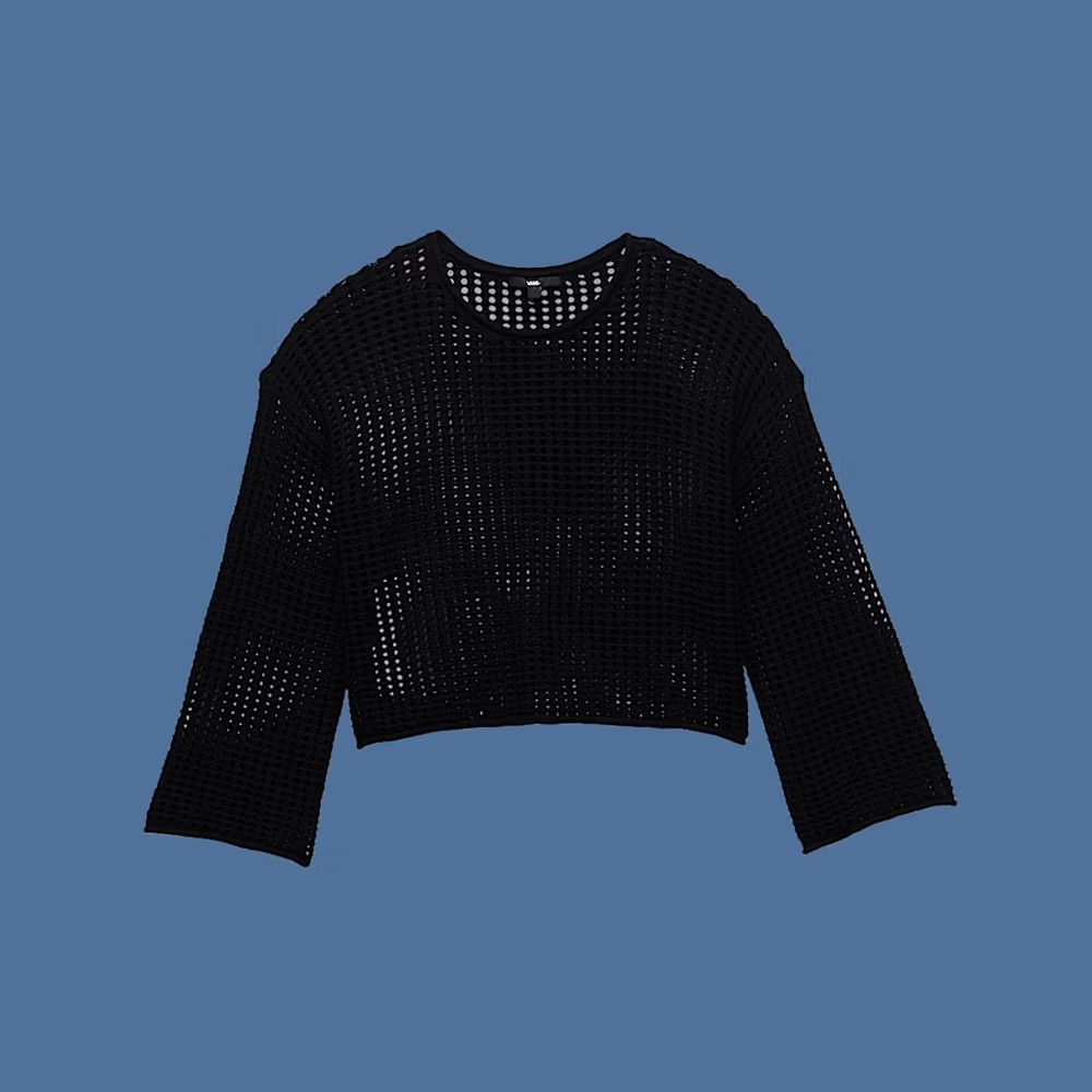 Vans Brand New Womens Vans Mila Open Knit Crop Crew Sweater Black Size Small Size S / US 4 / IT 40 - 1 Thumbnail