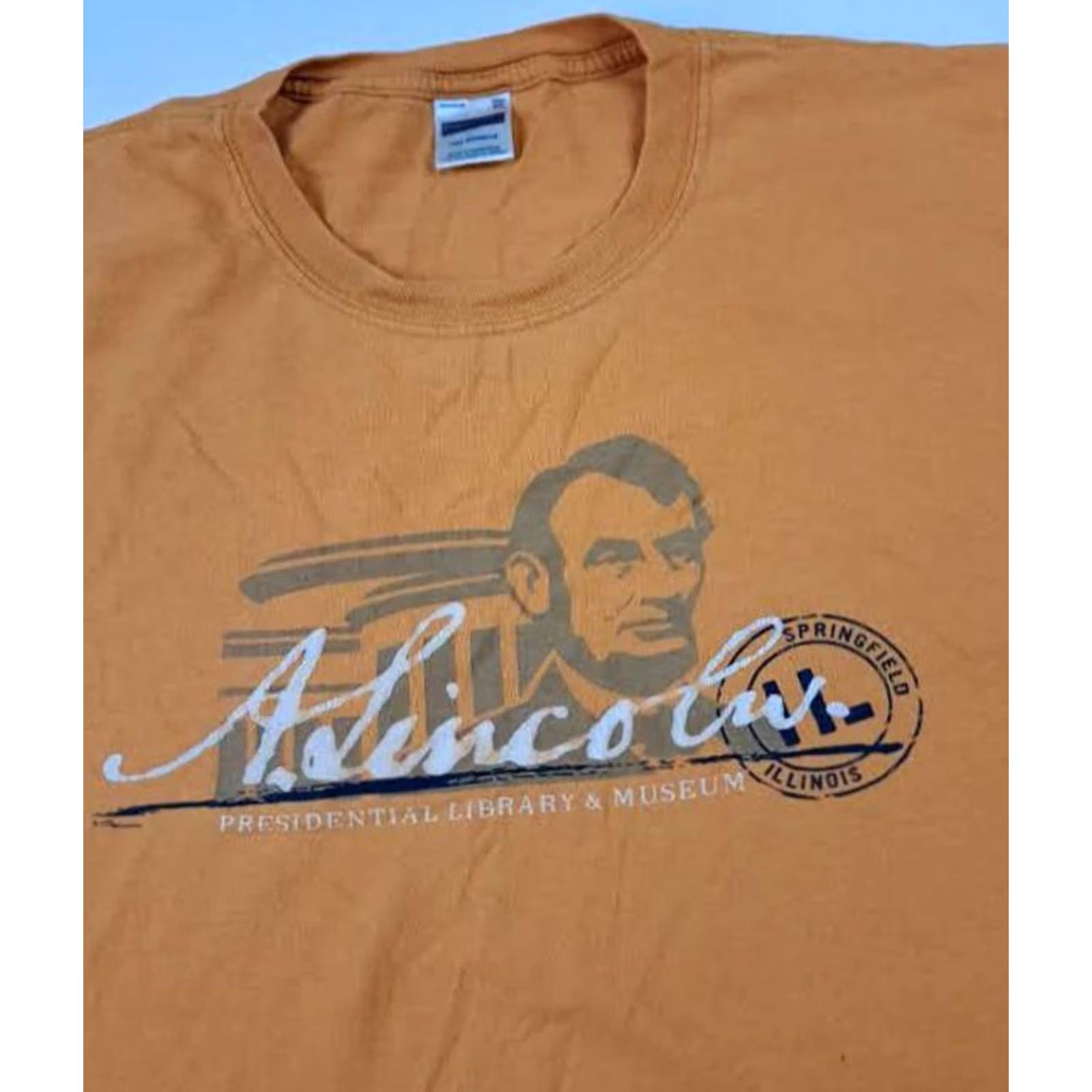 Vintage VINTAGE Lincoln Presidential Library Museum Illinois T-Shirt 2XL Orange Perrin Unisex Adults History Size US XXL / EU 58 / 5 - 2 Thumbnail