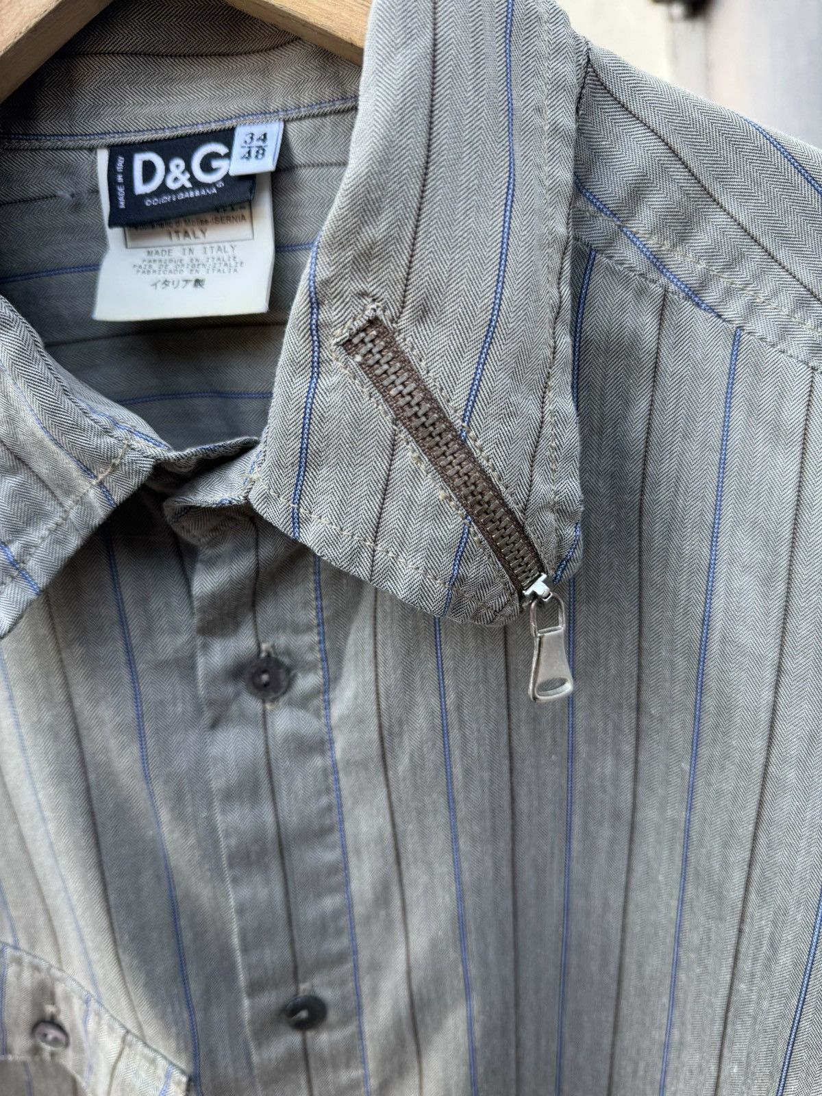 Dolce & Gabbana Dolce Gabbana Vintage Zip Collar Stripped Shirt Size 34/48 Size US M / EU 48-50 / 2 - 9 Thumbnail