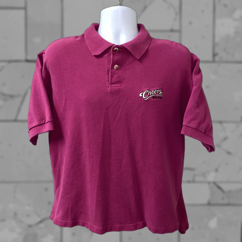 Vintage Finish Line Men's Pink Short Sleeve Golf Polo Shirt Size L Cotton Collared Button-Up Regular Fit Size US L / EU 52-54 / 3 - 1 Thumbnail