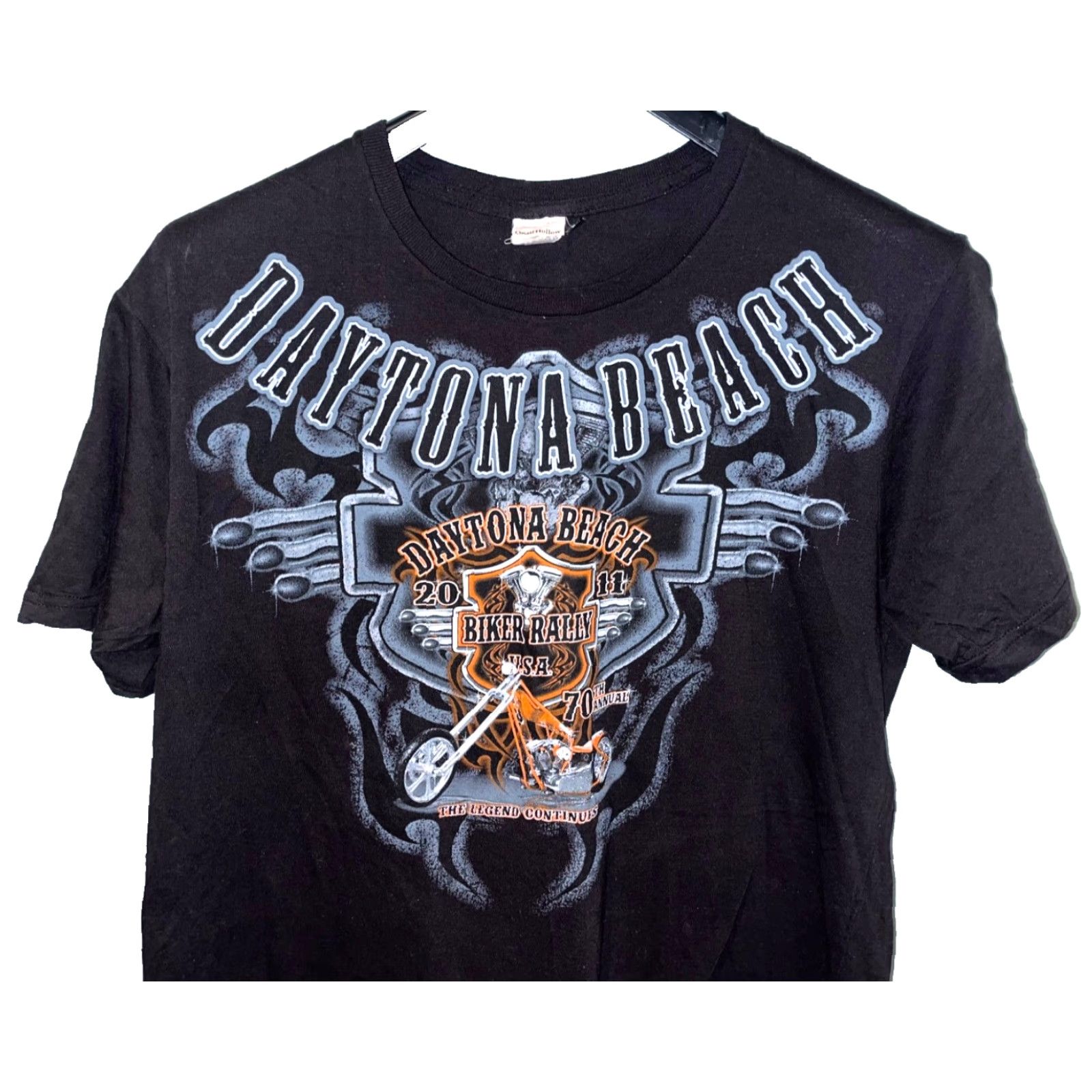 Vintage VINTAGE Daytona Beach 2011 Bike Week 70th Annual Biker Rally T-Shirt Tee Sz. L Size US L / EU 52-54 / 3 - 4 Thumbnail