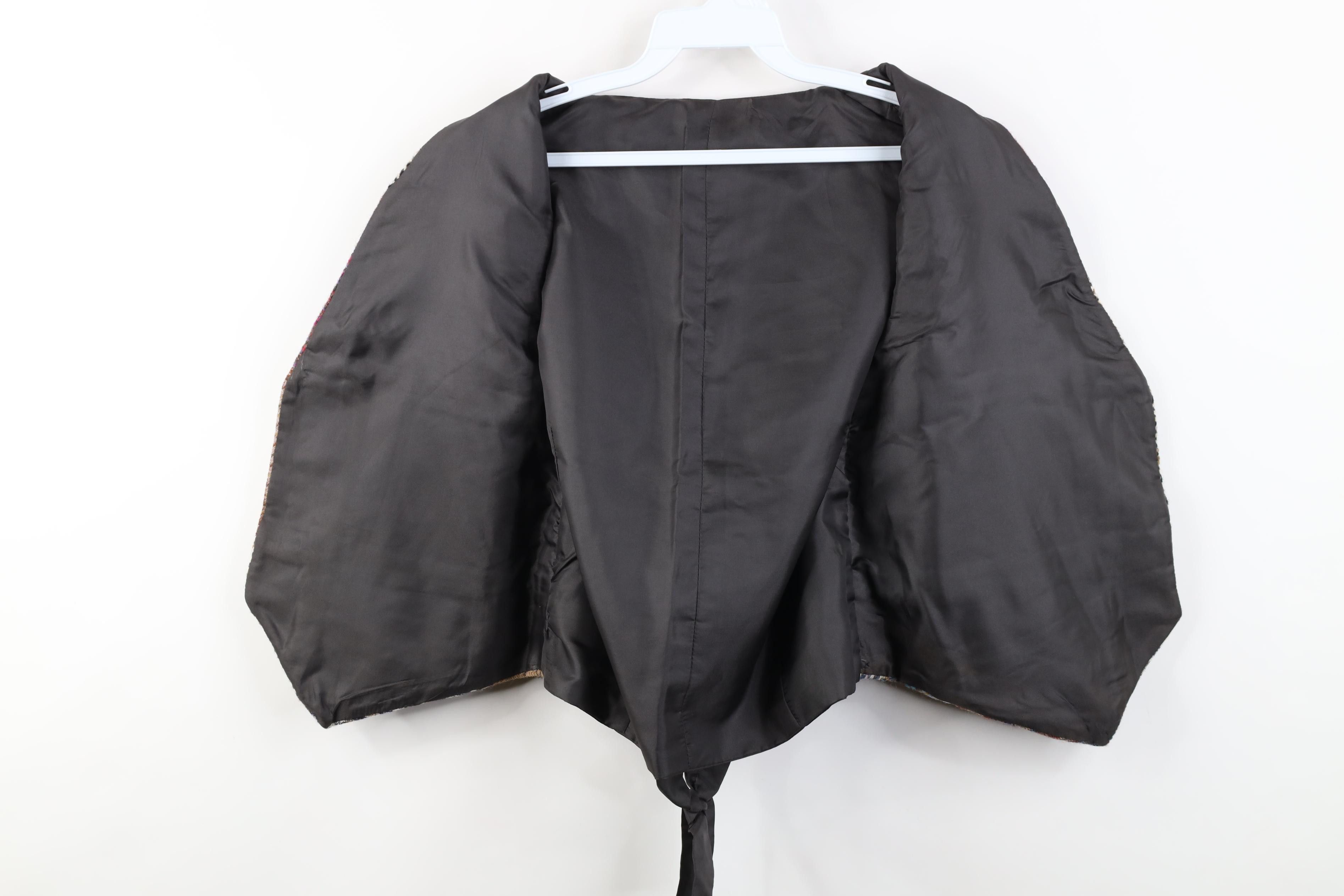 Vintage Vintage 90s Streetwear Tweed Patchwork Tie Back Vest Jacket Size L / US 10 / IT 46 - 4 Thumbnail
