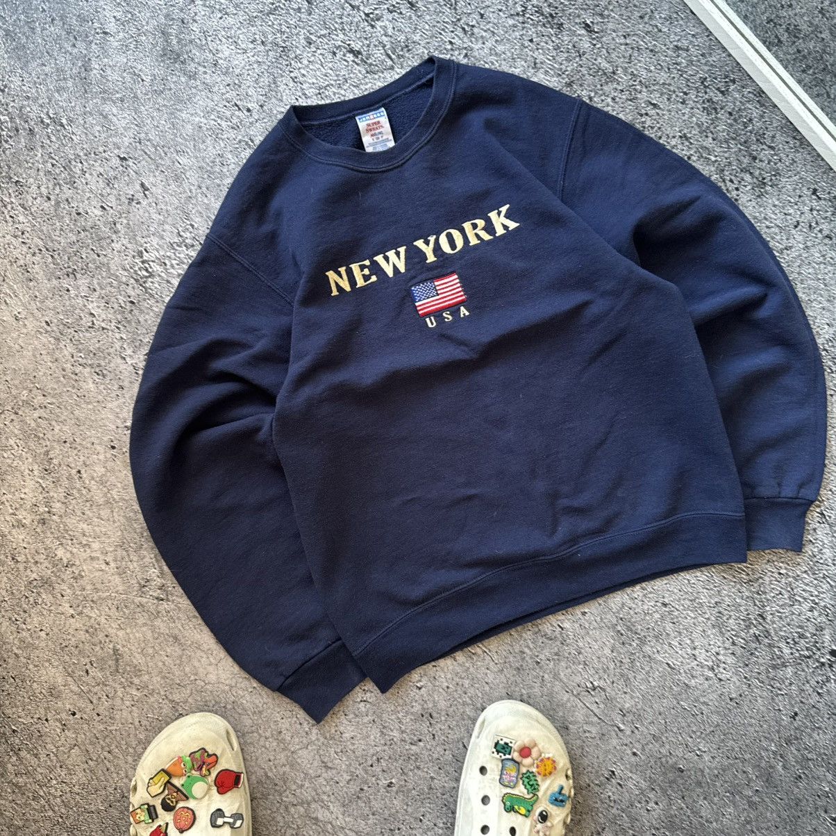 Jerzees Sweatshirt usa new york navy size s jerzees super sweats Size S / US 4 / IT 40 - 3 Thumbnail