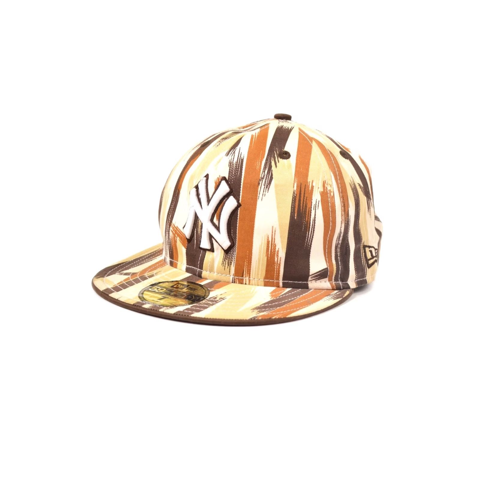 New Era New Era 59Fifty NY Brown Beige Striped Cotton Snapback Cap Size 7 (55.8 cm) Mens Hat Size ONE SIZE - 2 Thumbnail