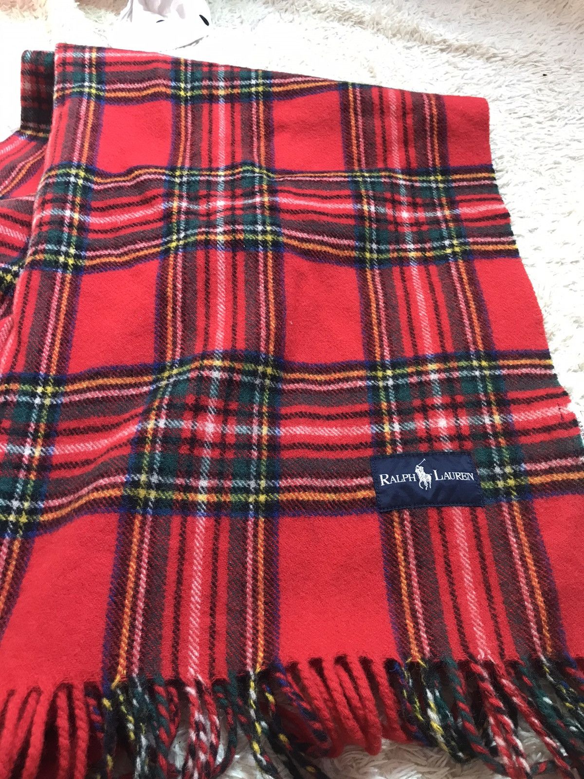 Polo Ralph Lauren × Vintage ‼️VINTAGE SCARF RALPH LAUREN WOOL TARTAN PATTERN‼️ Size ONE SIZE - 5 Thumbnail
