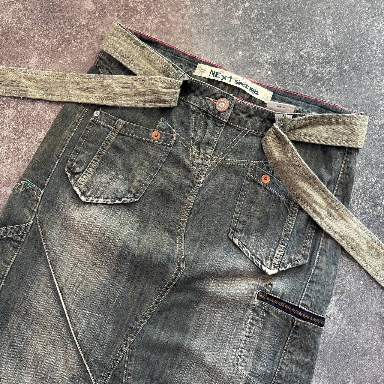 20471120 × If Six Was Nine Amazing Y2K Washed Multipocket Cargo Denim Midi Skirt Size 30" / US 8 / IT 44 - 4 Thumbnail