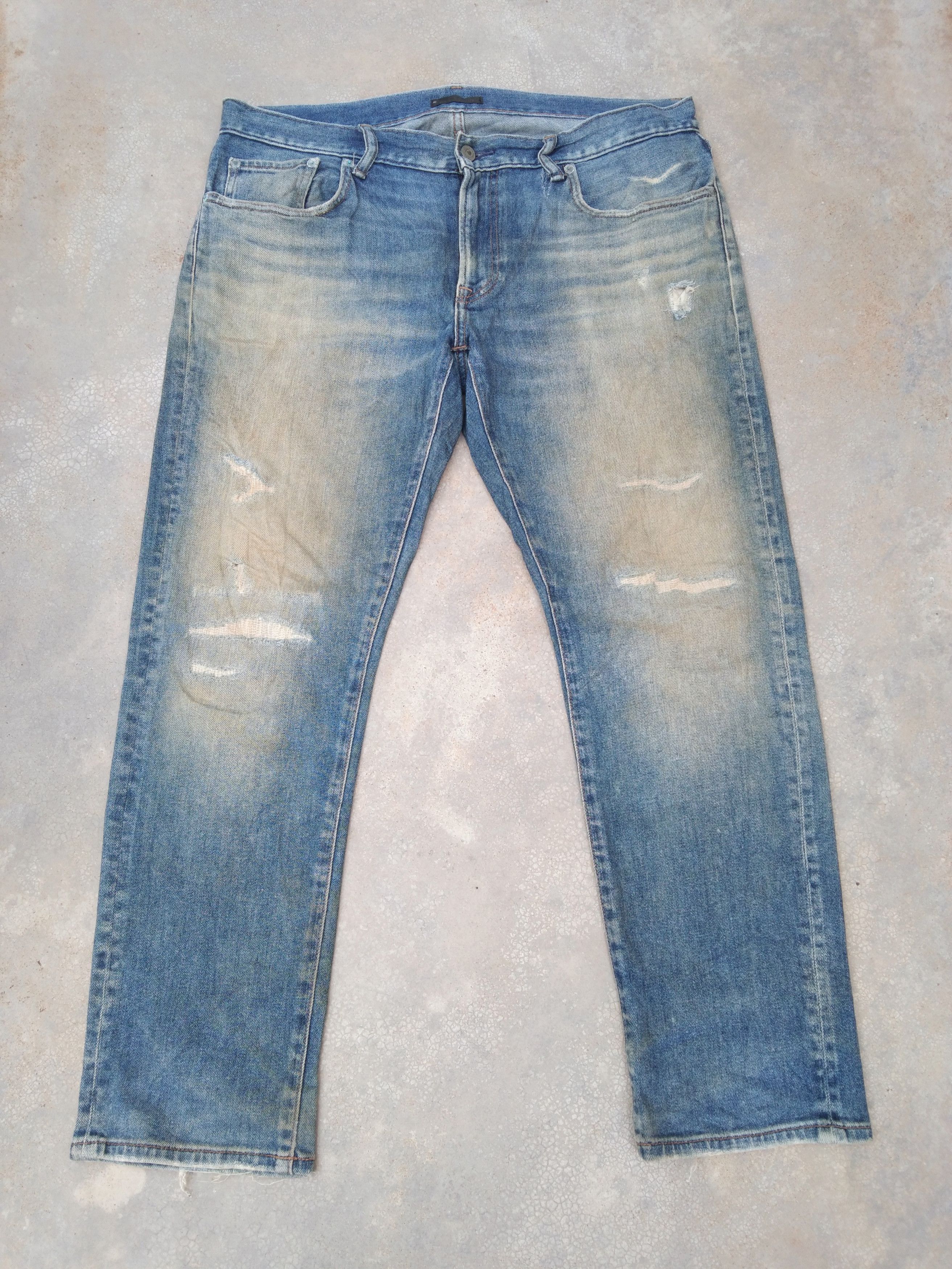 Vintage Japanese Brand Uniqlo Rusty Wash Distressed Jeans