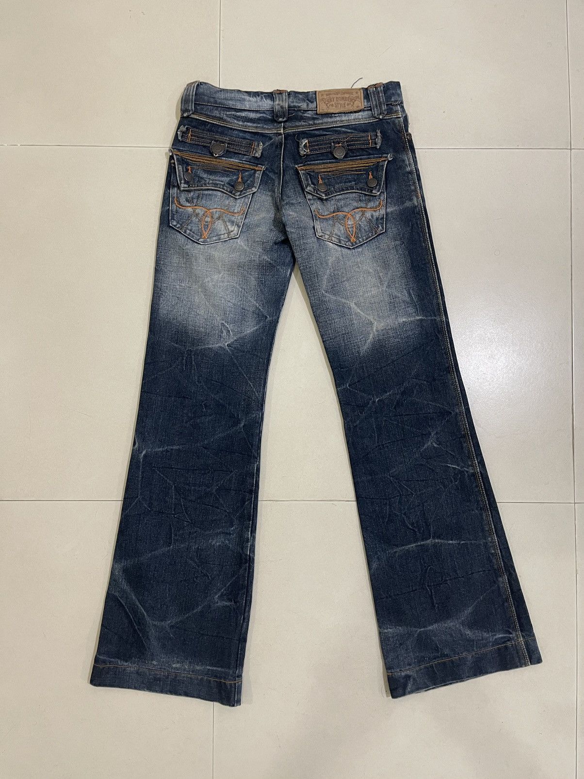 Japanese Brand FLARE JEANS DISTRESSED CLAW MARK BOOTCUT Size US 30 / EU 46 - 3 Thumbnail