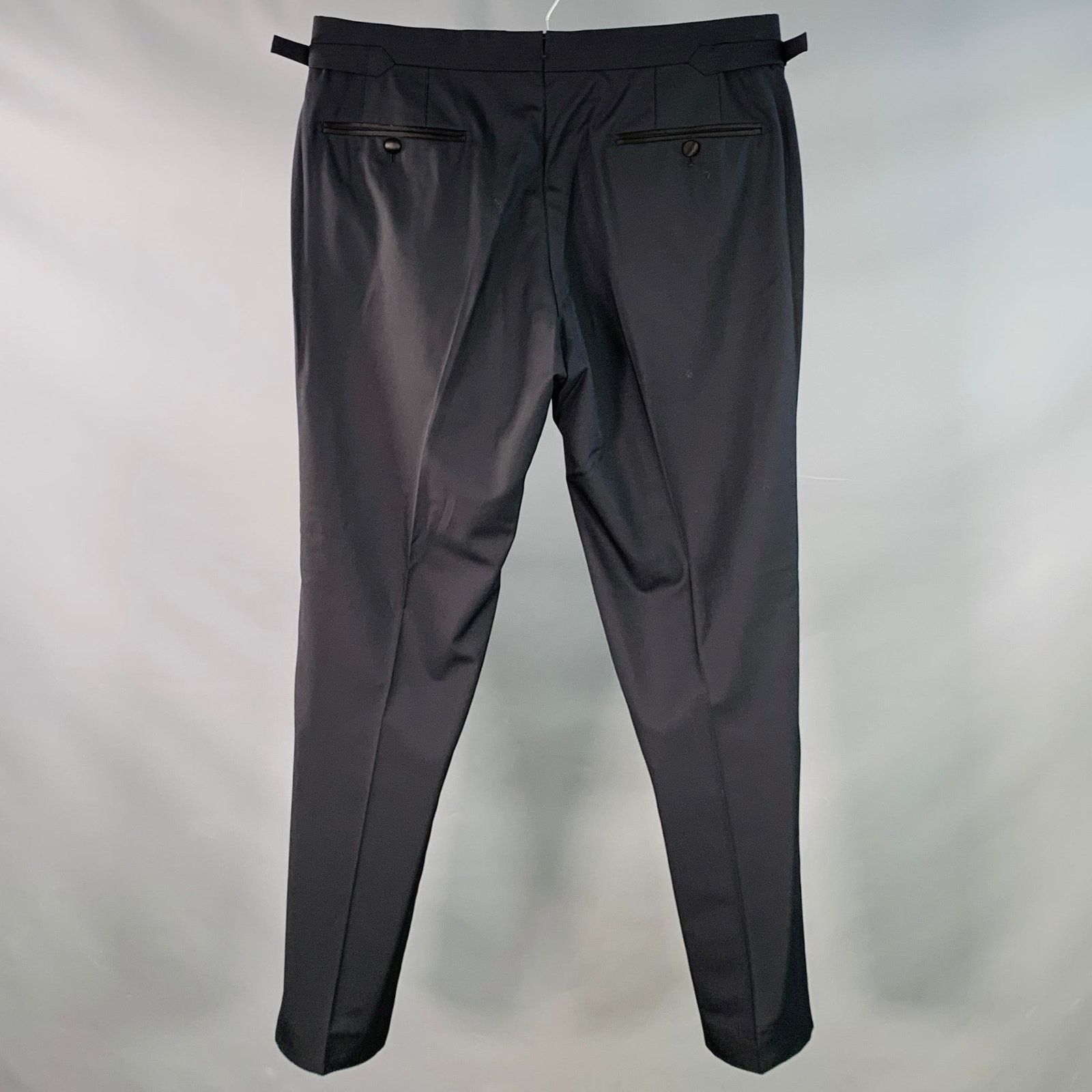 Tom Ford TOM FORD Navy Black Wool Tabs Zip Fly Dress Pants Size US 36 / EU 52 - 2 Thumbnail