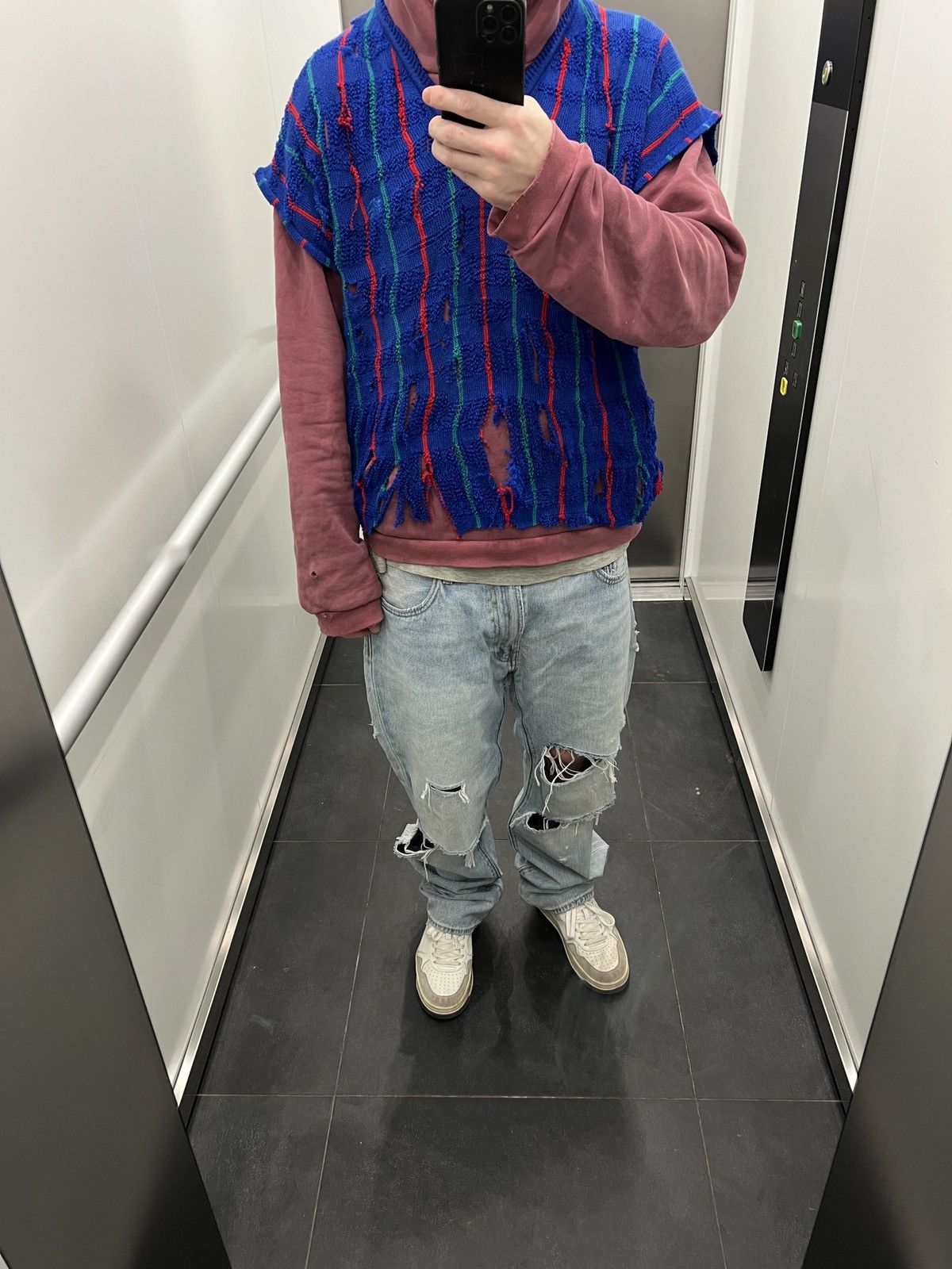 Burberry burberry y2k hand deconstructed trashed sweater vintage 1/1 Size US L / EU 52-54 / 3 - 17 Thumbnail