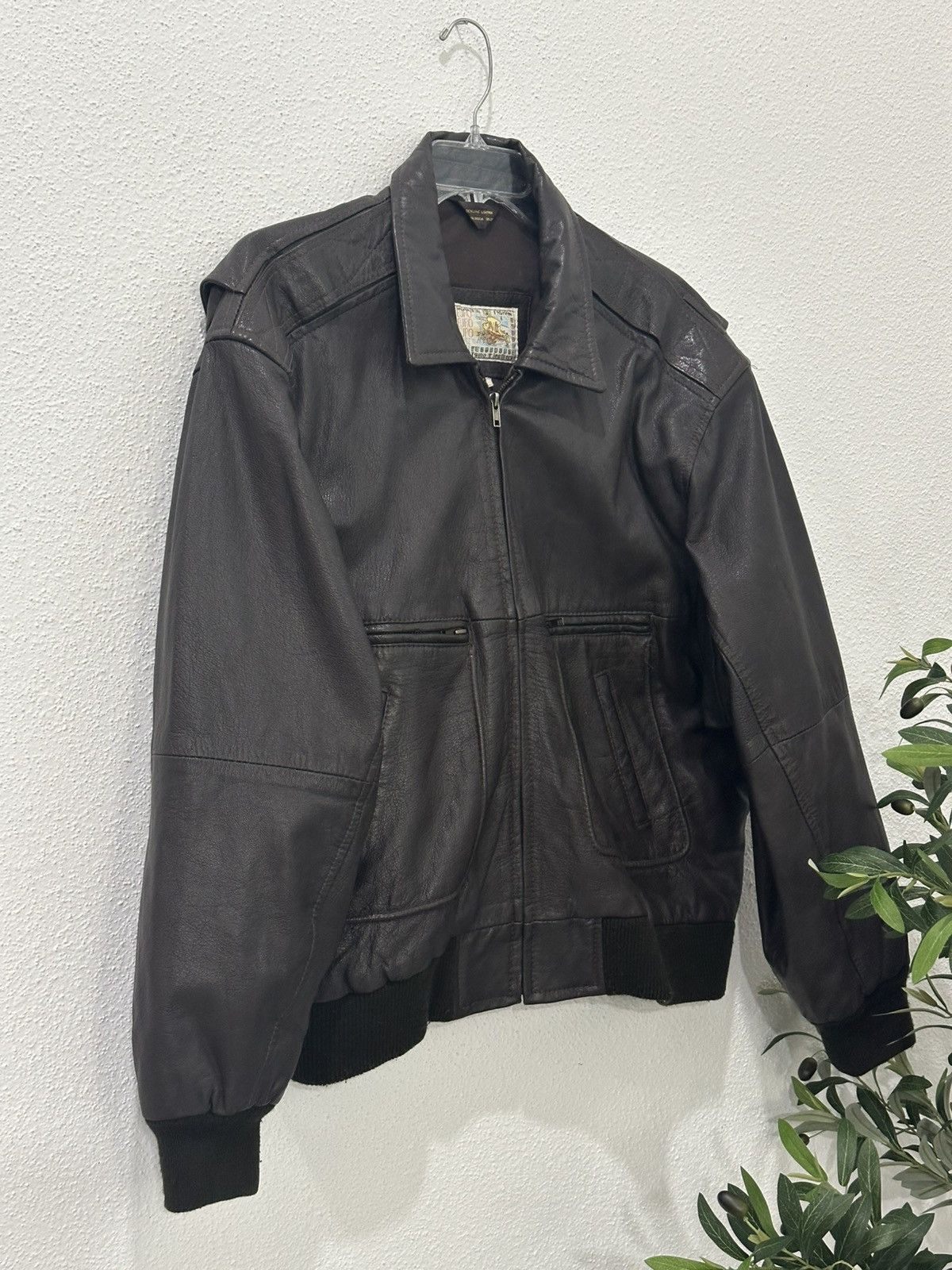 Genuine Leather Vtg 80s Gino Leathers Brown Genuine Leather Bomber Flight XL Size US XL / EU 56 / 4 - 3 Thumbnail