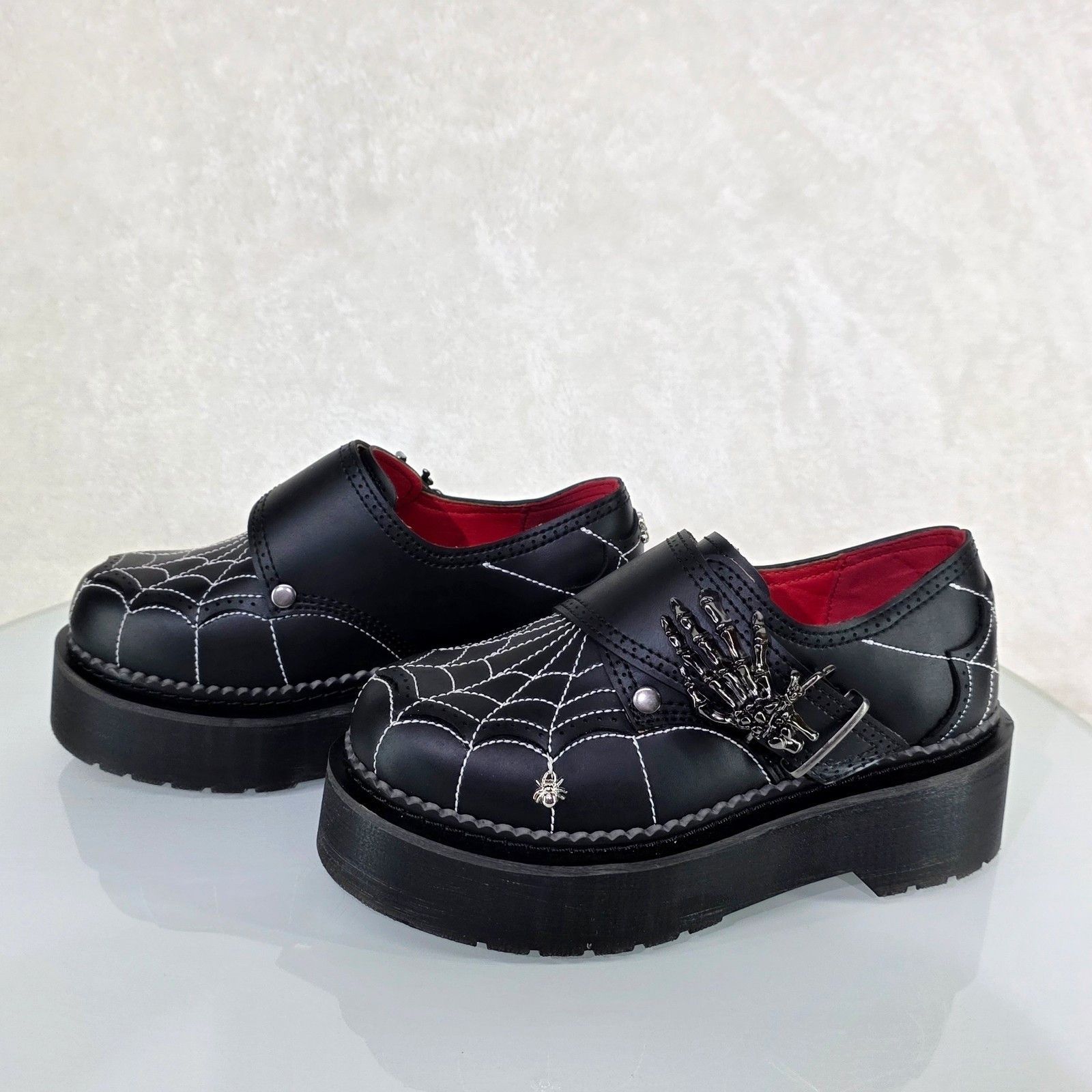 Other Rebel Goth Punk Oxford Shoes Spider Charms Web Stitching Cry Size US 12 / IT 42 - 1 Thumbnail