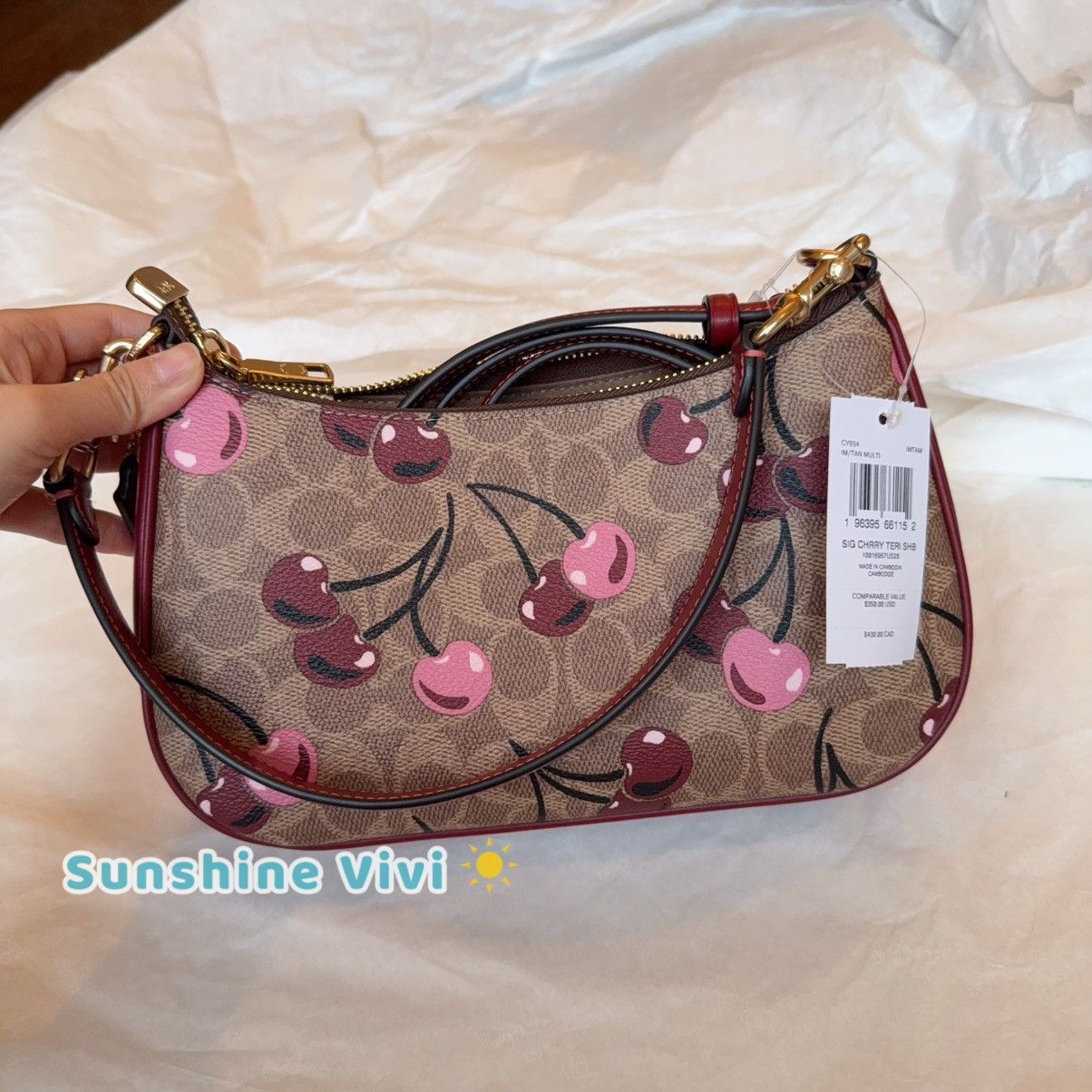 Coach NWT Coach Teri Shoulder Bag Signature Cherry Print CY694 Size ONE SIZE - 10 Thumbnail