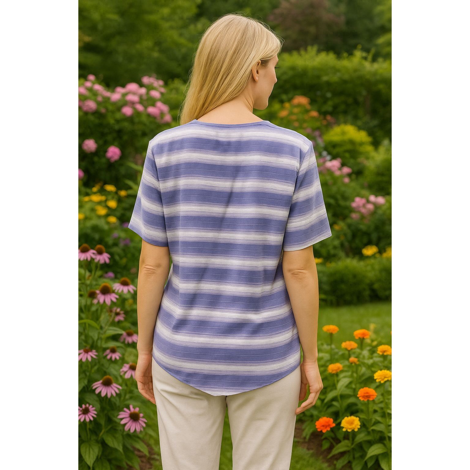 Other Alfred Dunner Size 16 Lavender Stripe Button Blouse Cottagec Size XXL / US 16-18 / IT 52-54 - 4 Thumbnail