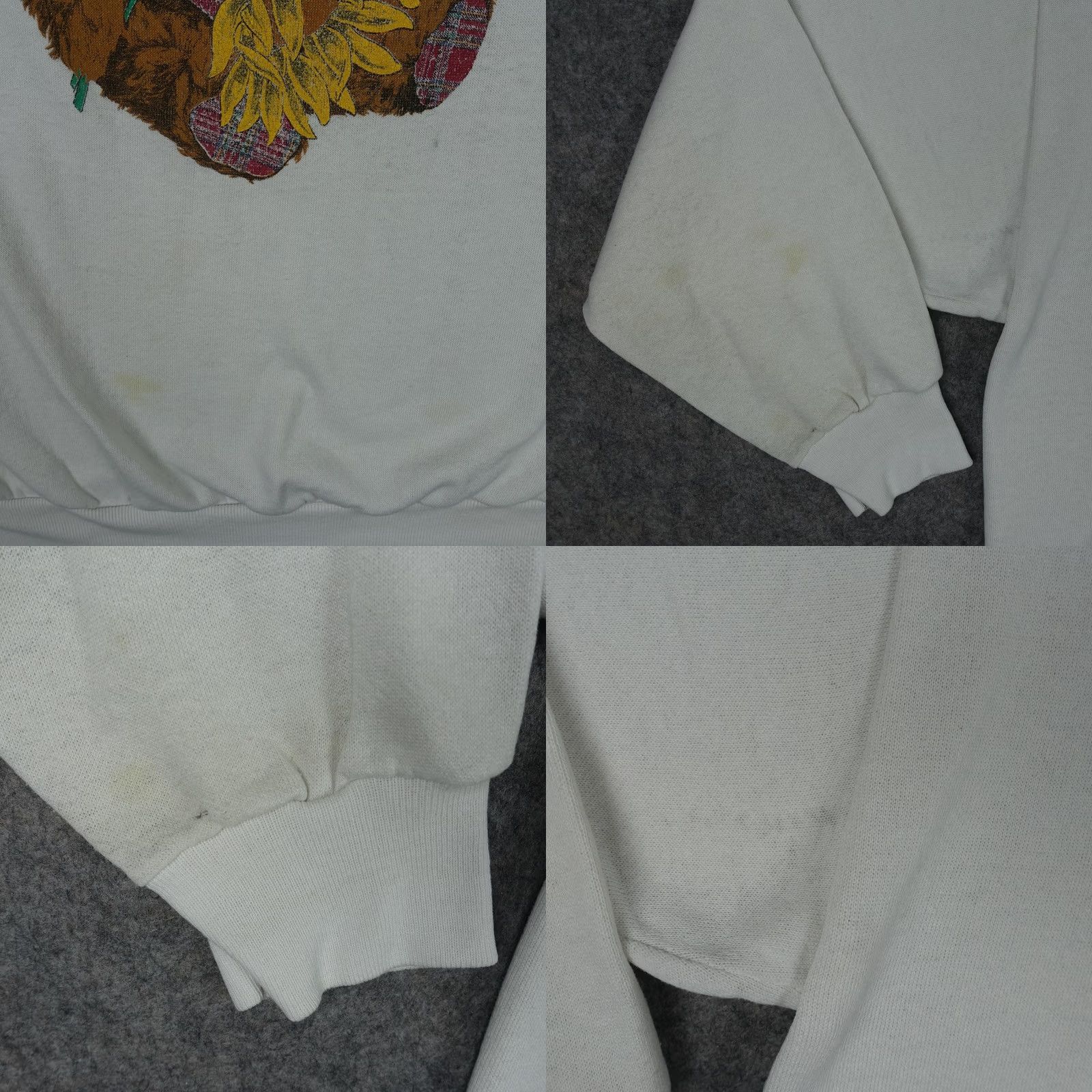 Tultex VINTAGE Tultex Sweatshirt Mens XL White Teddy Bear Sunflower Crewneck 90s VTG Size US XL / EU 56 / 4 - 8 Thumbnail