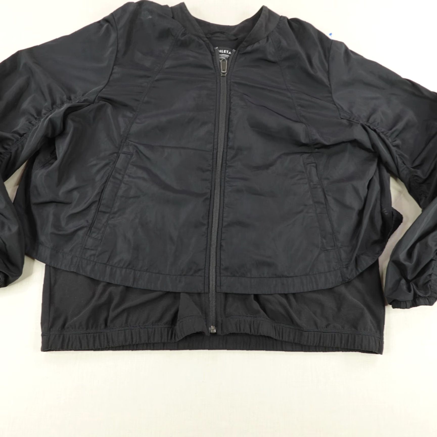 Athleta Athleta Jacket Womens XL Black Bomber Jacket Zip Up Windbreaker Performance Coat Ruched Size XL / US 12-14 / IT 48-50 - 3 Thumbnail