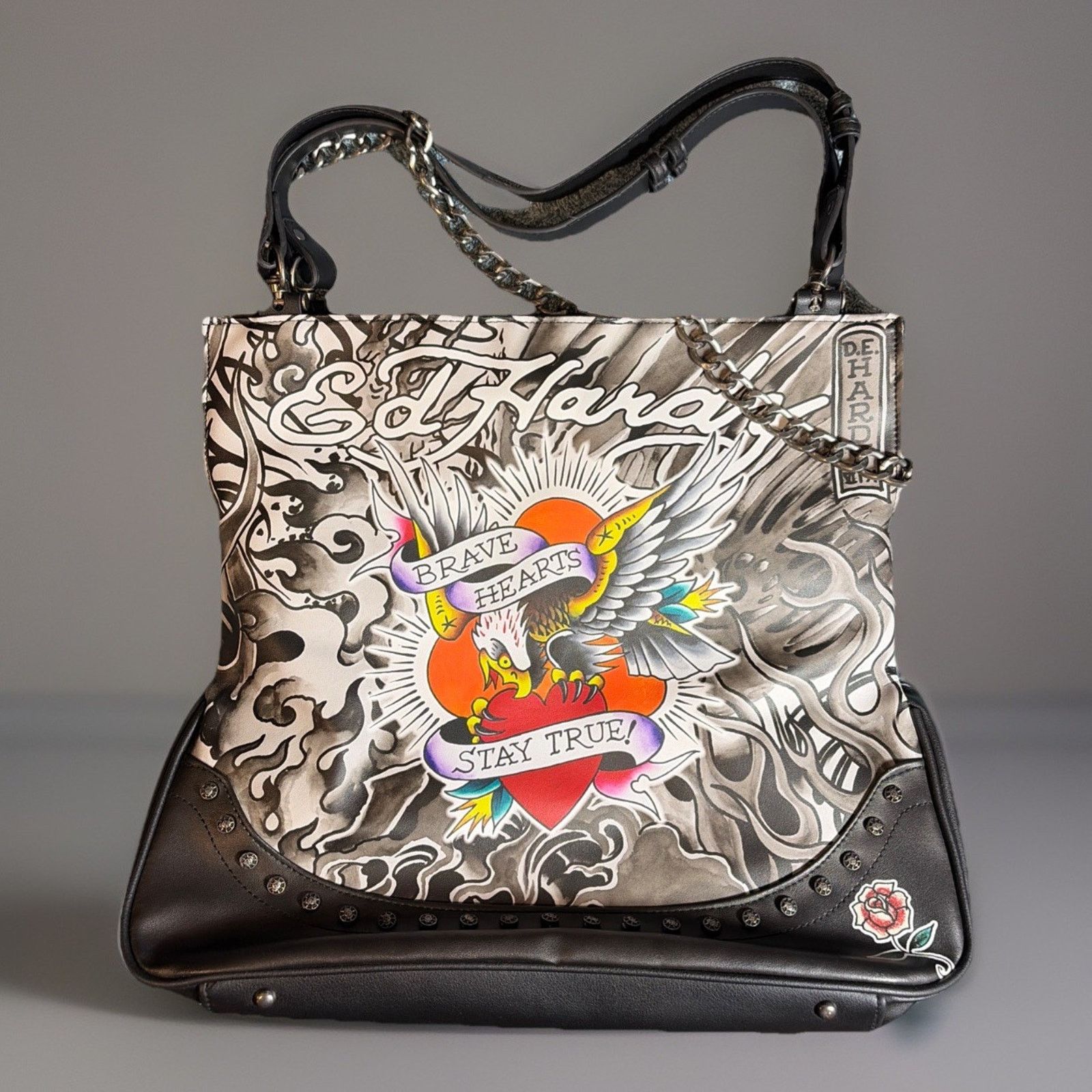 Ed Hardy ED HARDY TATTOO EAGLE LARGE FAUX LEATHER TOTE BAG 14”x15”x5” Size ONE SIZE - 1 Thumbnail