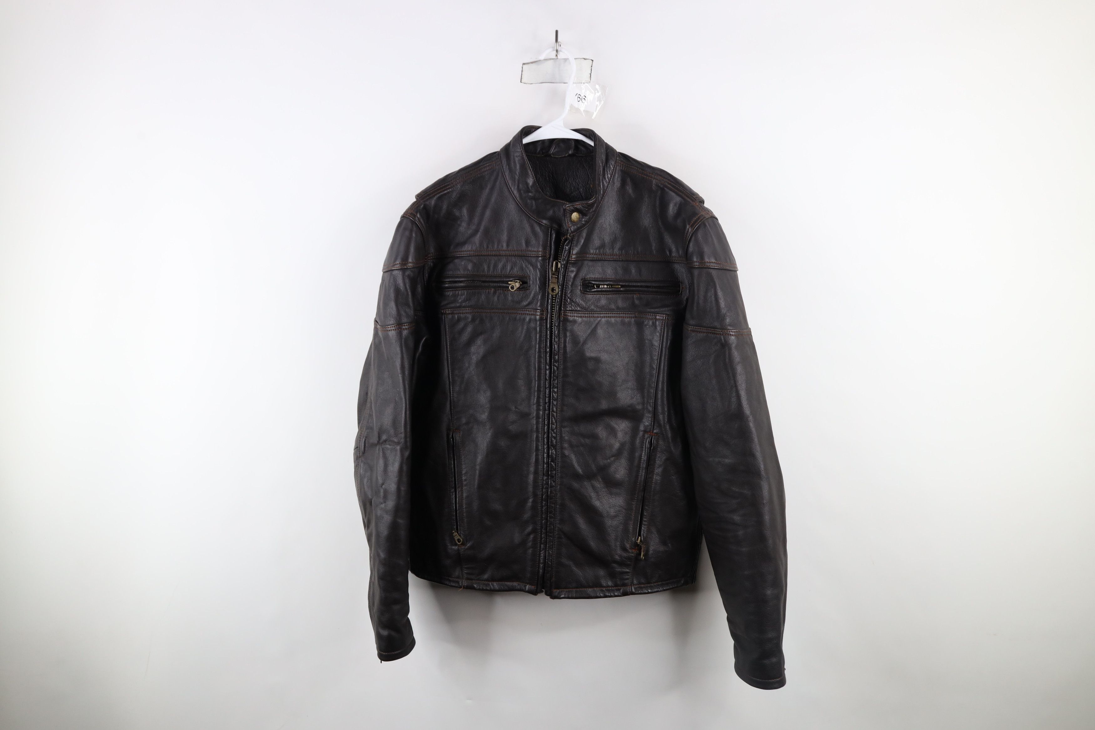 Vintage Vintage 90s Streetwear Italian Leather Racer Jacket Brown Size US L / EU 52-54 / 3 - 1 Thumbnail