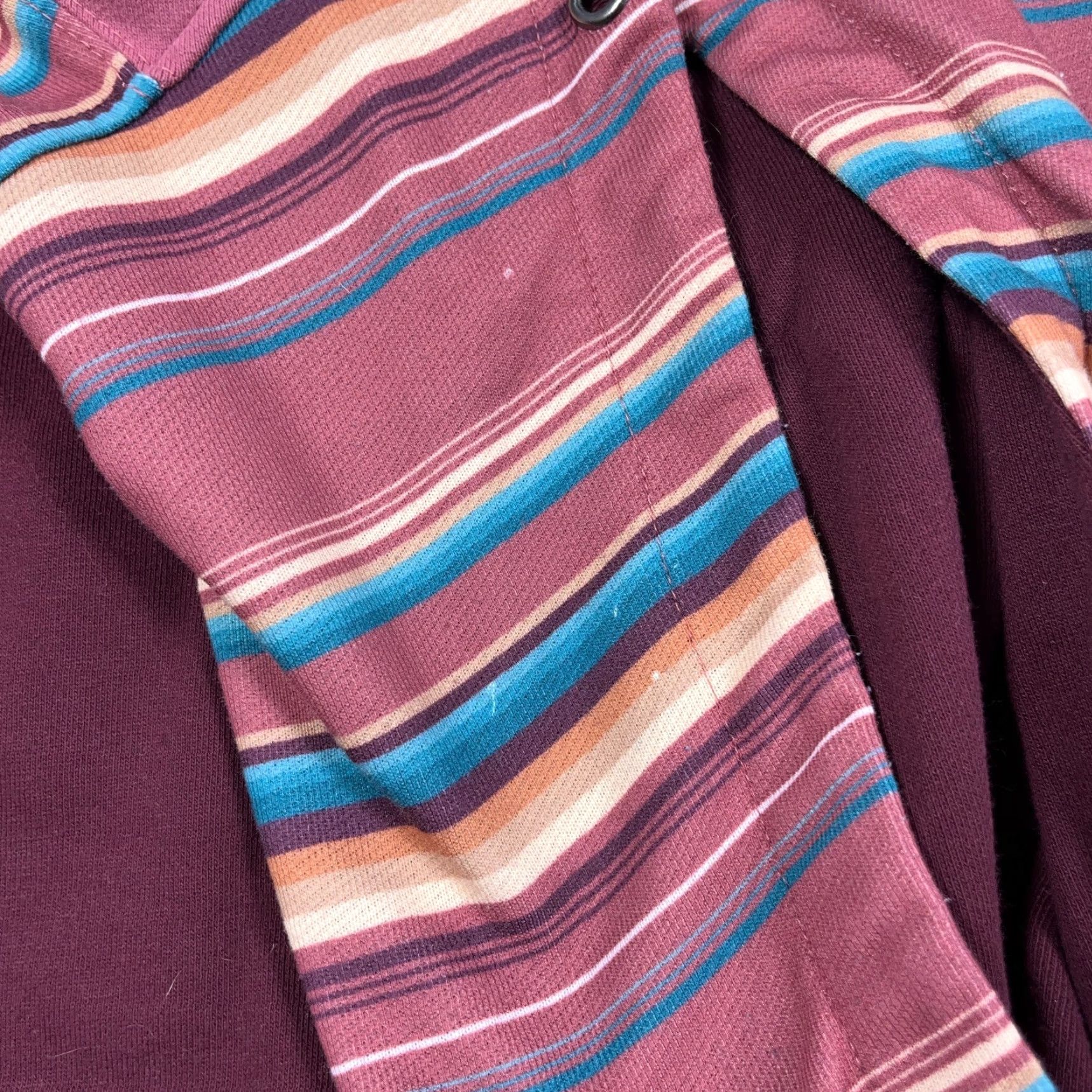 Vintage Hooey Hoodie Men Large Maroon Pink Striped Sweatshirt Southwestern Western Adult Zip Round Neck Hooded Logo Embroidered Pockets Size US L / EU 52-54 / 3 - 6 Thumbnail