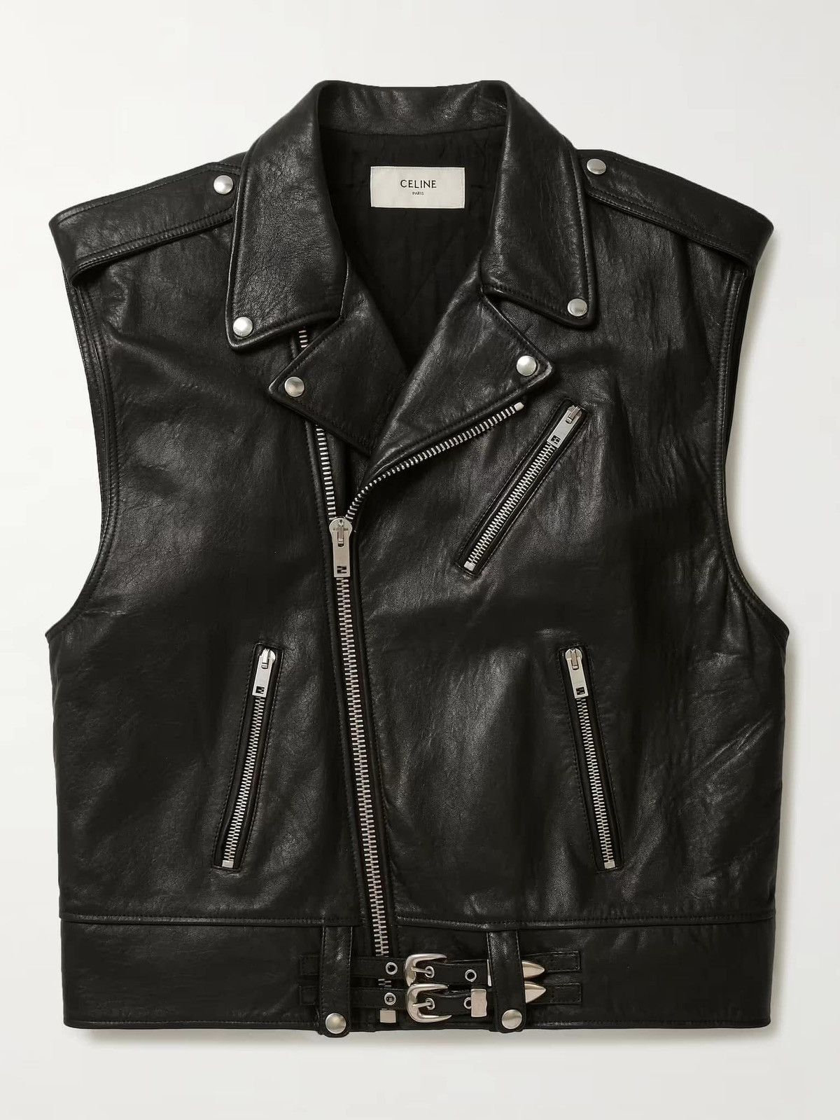 Celine RARE - SS22 Oversized Cowboy Lambskin Biker Vest 52 Size US L / EU 52-54 / 3 - 3 Thumbnail