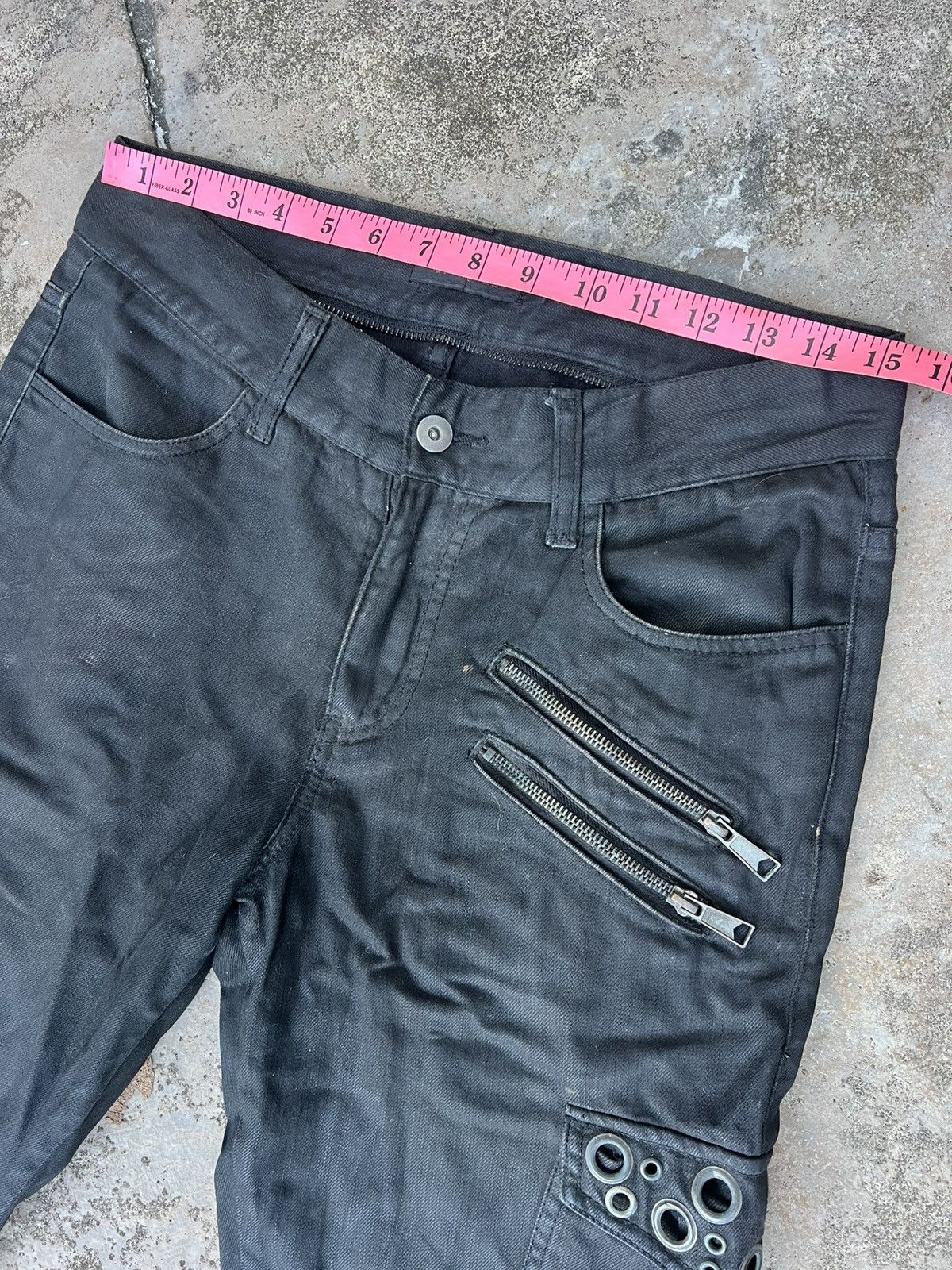 CIVARIZE × If Six Was Nine × KMRii Y2K Civarize Black Flare Cyberpunk Wax Denim Size US 30 / EU 46 - 17 Thumbnail